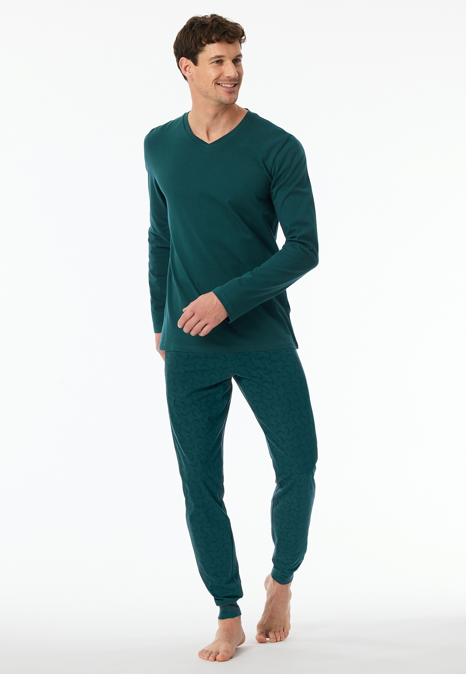 Schiesser Schlafanzug »Casual Essentials«, (2 tlg.), mit bequemen Bündchen