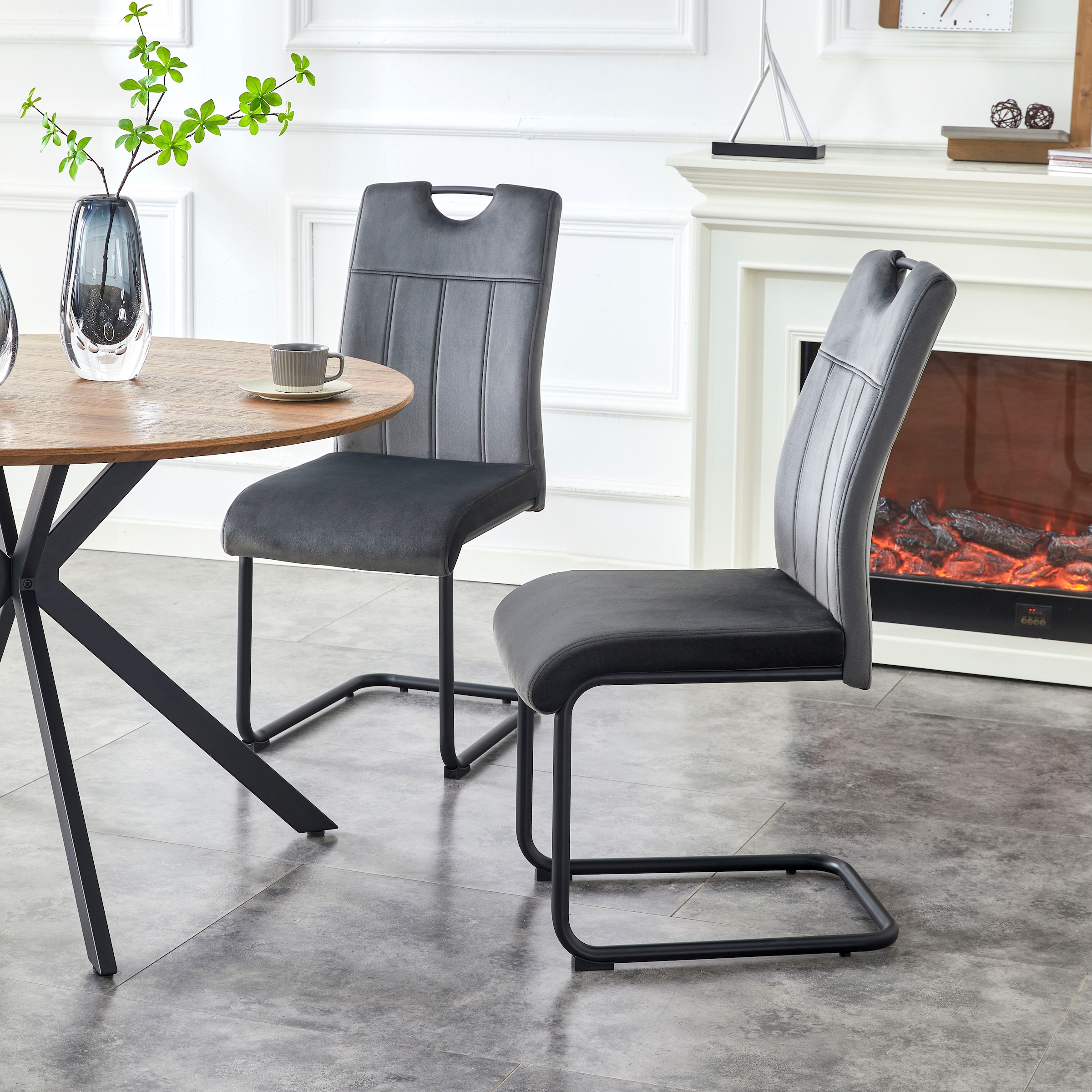 Home affaire Esszimmerstuhl »AIRDRIE, 2er Set, mit Metallgestell in matt schwarz« (Set) 2 Stk.in verschiedenen Farben, Belsatbarkeit pro Stuhl 120 kg