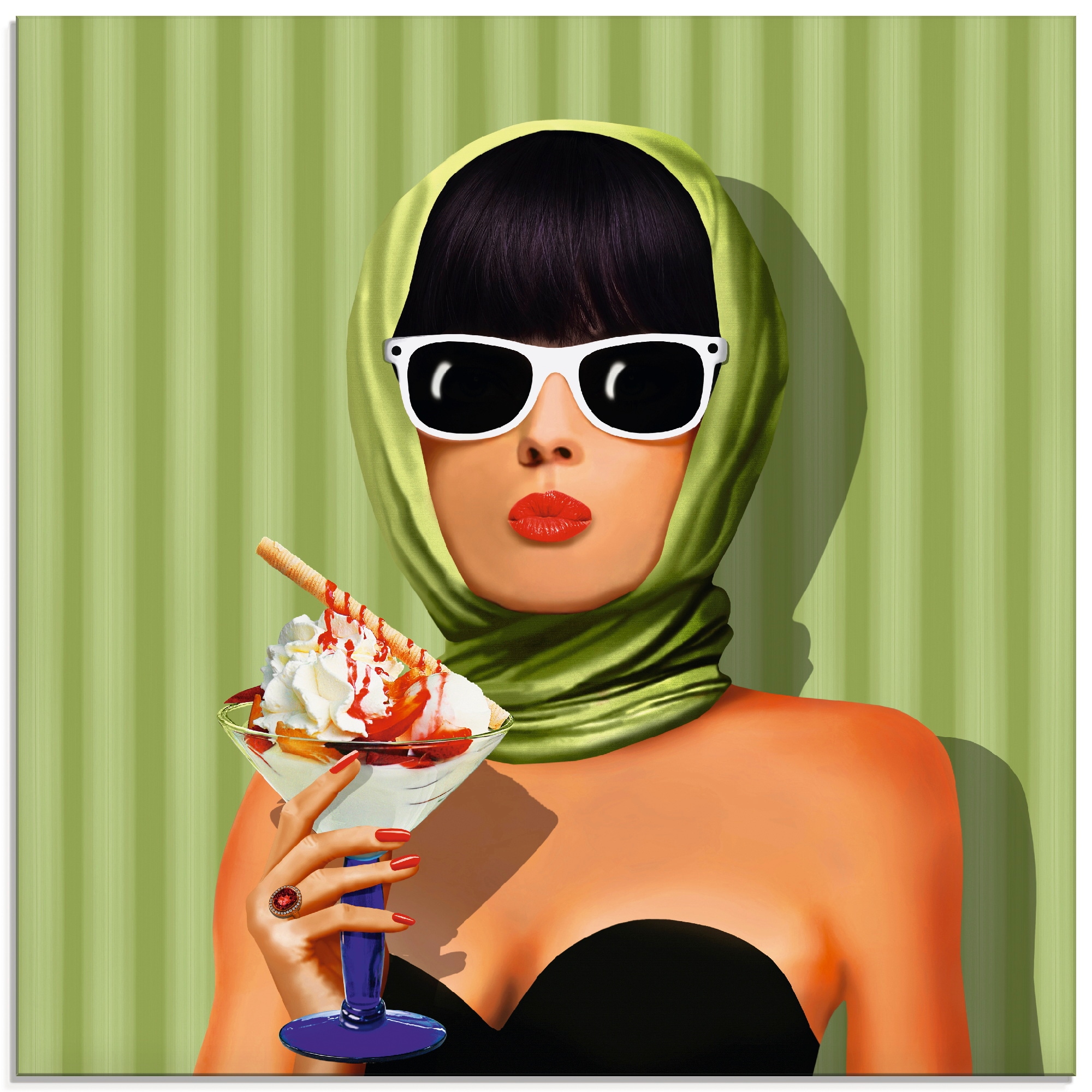 Image of Artland Glasbild "Sommerliebe, Sommer, Sonne und Eiscreme" Frau 1 Stk. tlg. in verschiedenen Grössen