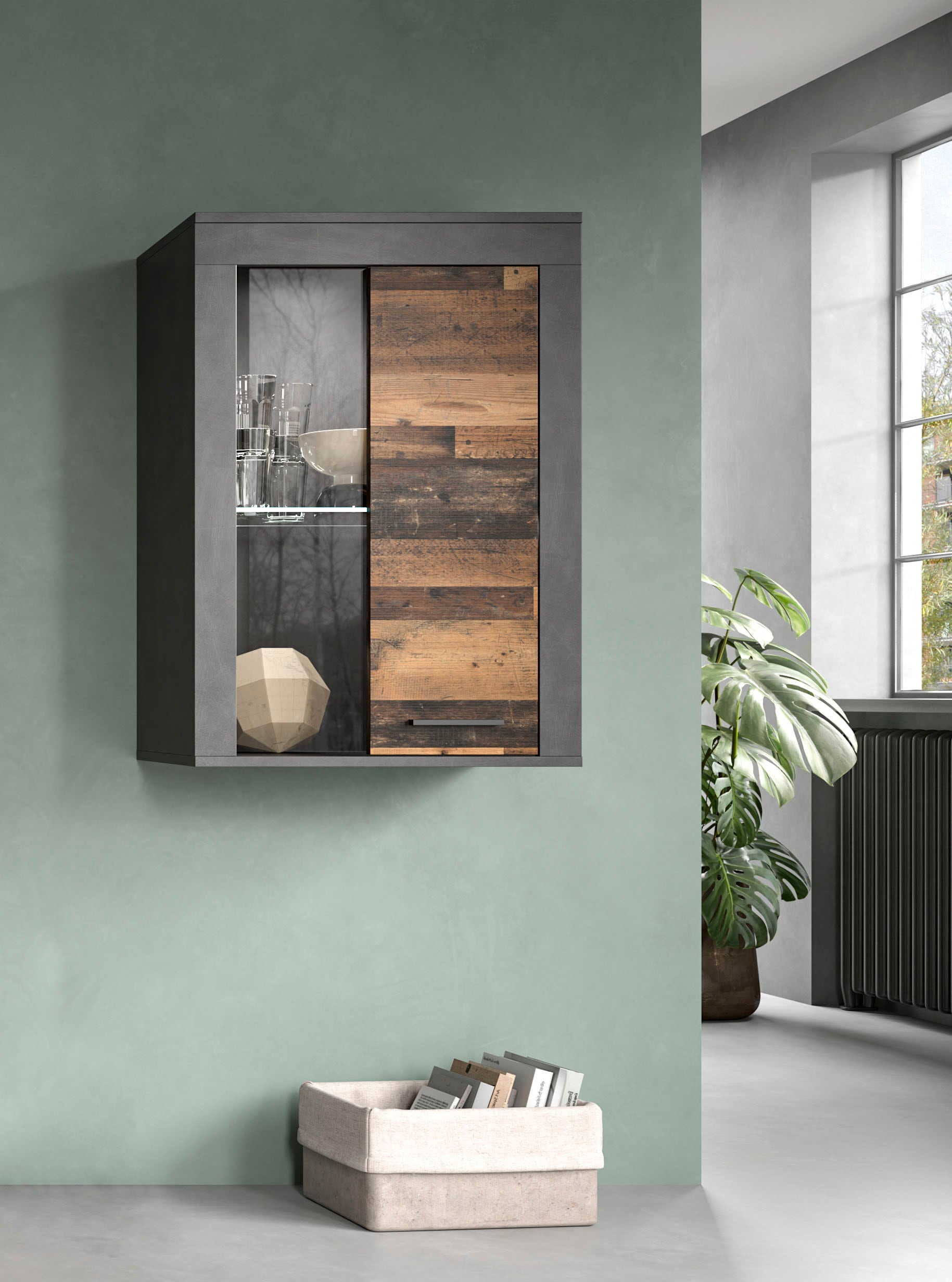 INOSIGN Vitrine »Aosta, Breite 60 cm, stehend oder hängend, in verschiedenen Farben«, Türanschlag wechselbar, 1 Glaseinlegeboden, Hängeeitrine, Standvitrine