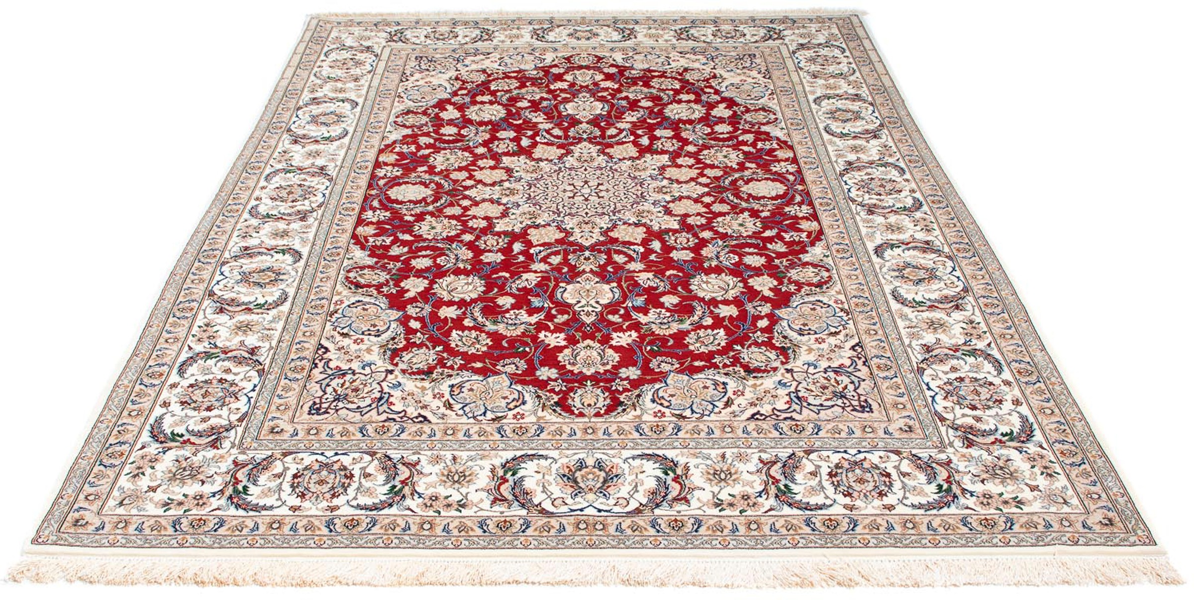Image of morgenland Orientteppich »Perser - Isfahan - Premium - 237 x 162 cm - rot«, rechteckig, 6 mm Höhe, Wohnzimmer, Handgeknüpft, Einzelstück mit Zertifikat bei Ackermann Versand Schweiz