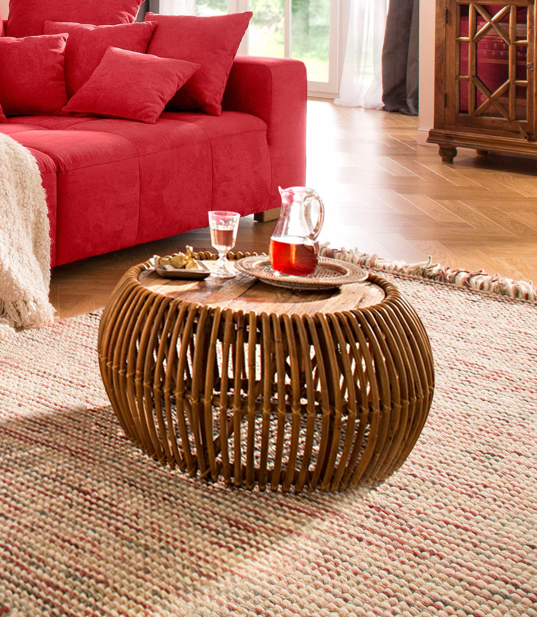 SIT Couchtisch »Rattan Vintage«, Masse (B/T/H): 80/80/40 cm, Shabby Chic, Vintage