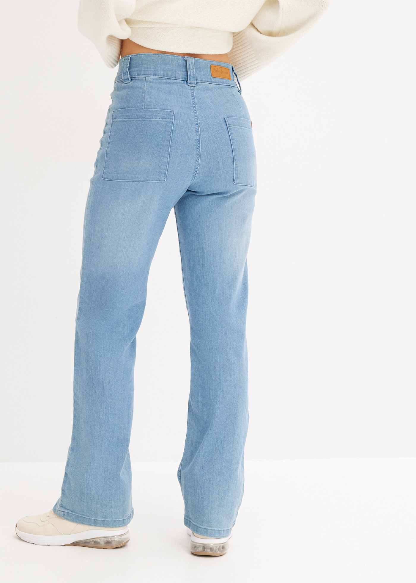 bonprix Straight-Jeans »Straight-Jeans High Waist, Stretch« Regular Fit, mit Elasthan-Anteil, mit 5-Knopf-Form