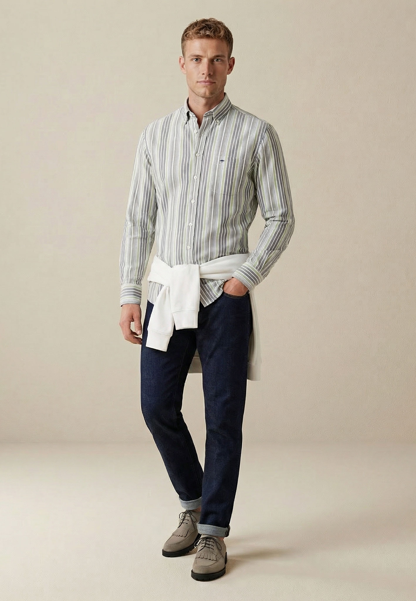 FYNCH-HATTON Chemise à rayures »Washed Oxford Stripe« normale Passform, aus reiner Baumwolle, mit Streifenmuster