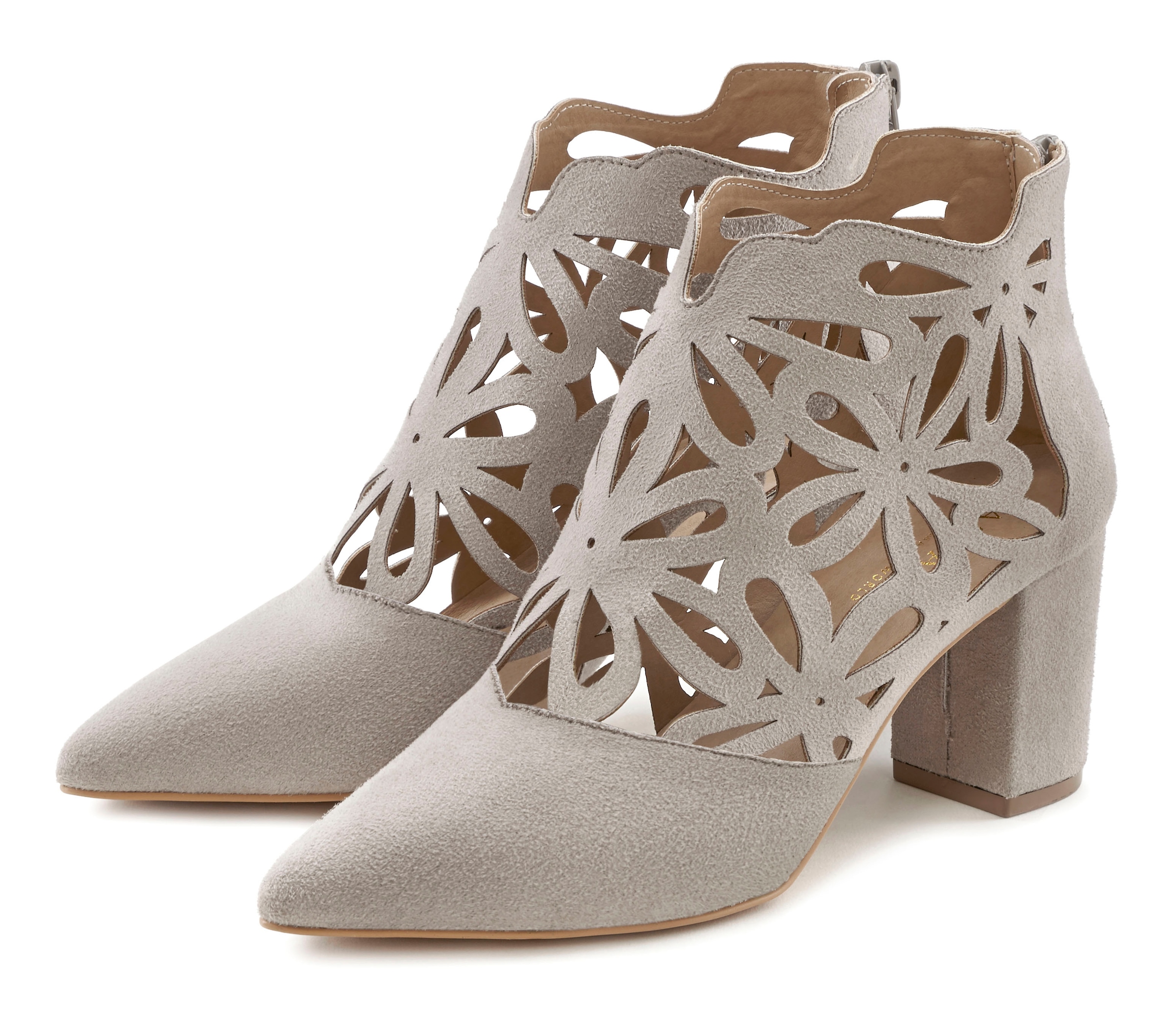 Image of LASCANA High-Heel-Stiefelette "Ankle Boot, Stiefelette, Stiefel," mit eleganter Spitze und Blockabsatz