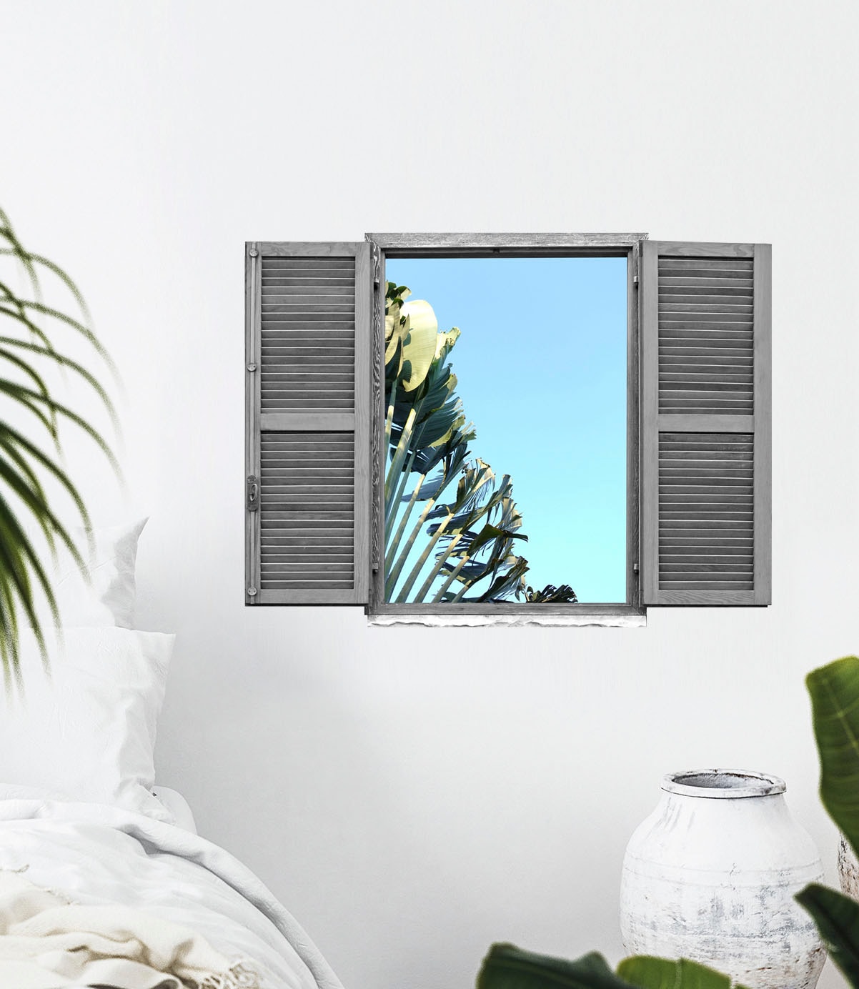 queence Autocollant mural »blauer Himmel« Wandsticker, Wandbild, selbstklebend, 3D, Fenster