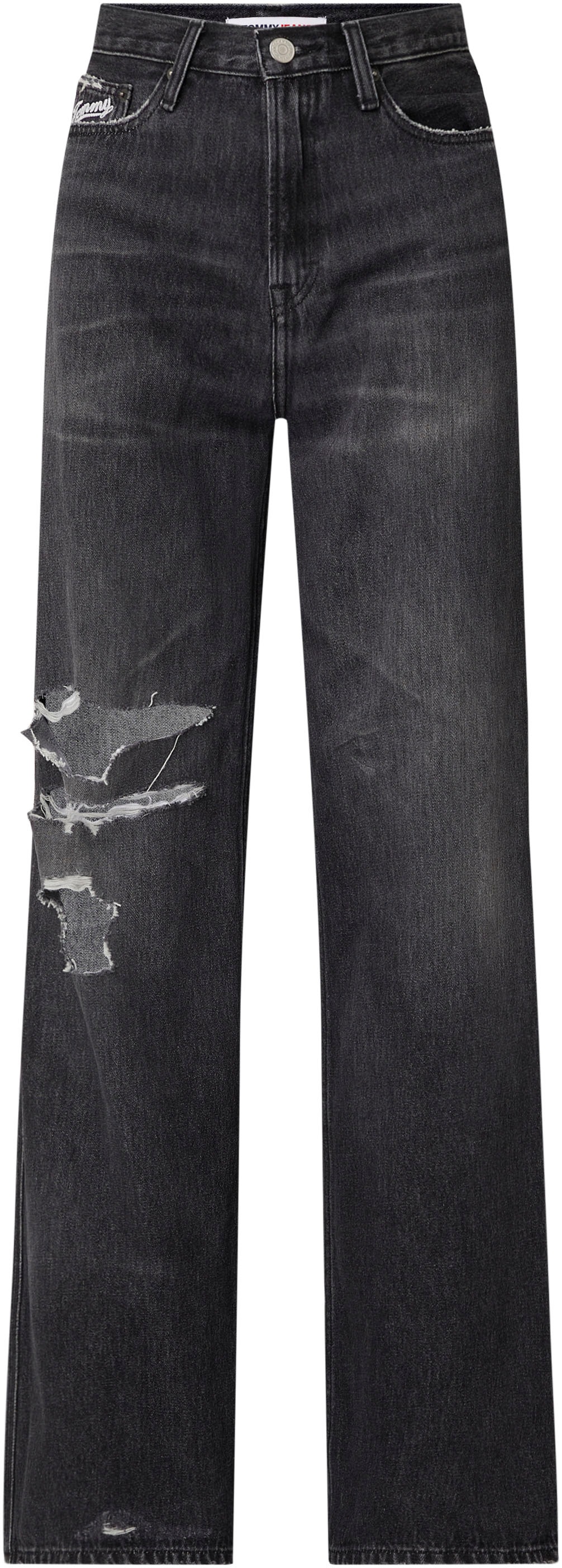 ♕ Tommy Tommy versandkostenfrei Jeans WIDE Weite »CLAIRE Destroyed-Details bestellen AG8081«, mit gesticktem HR & Jeans Schriftzug Jeans
