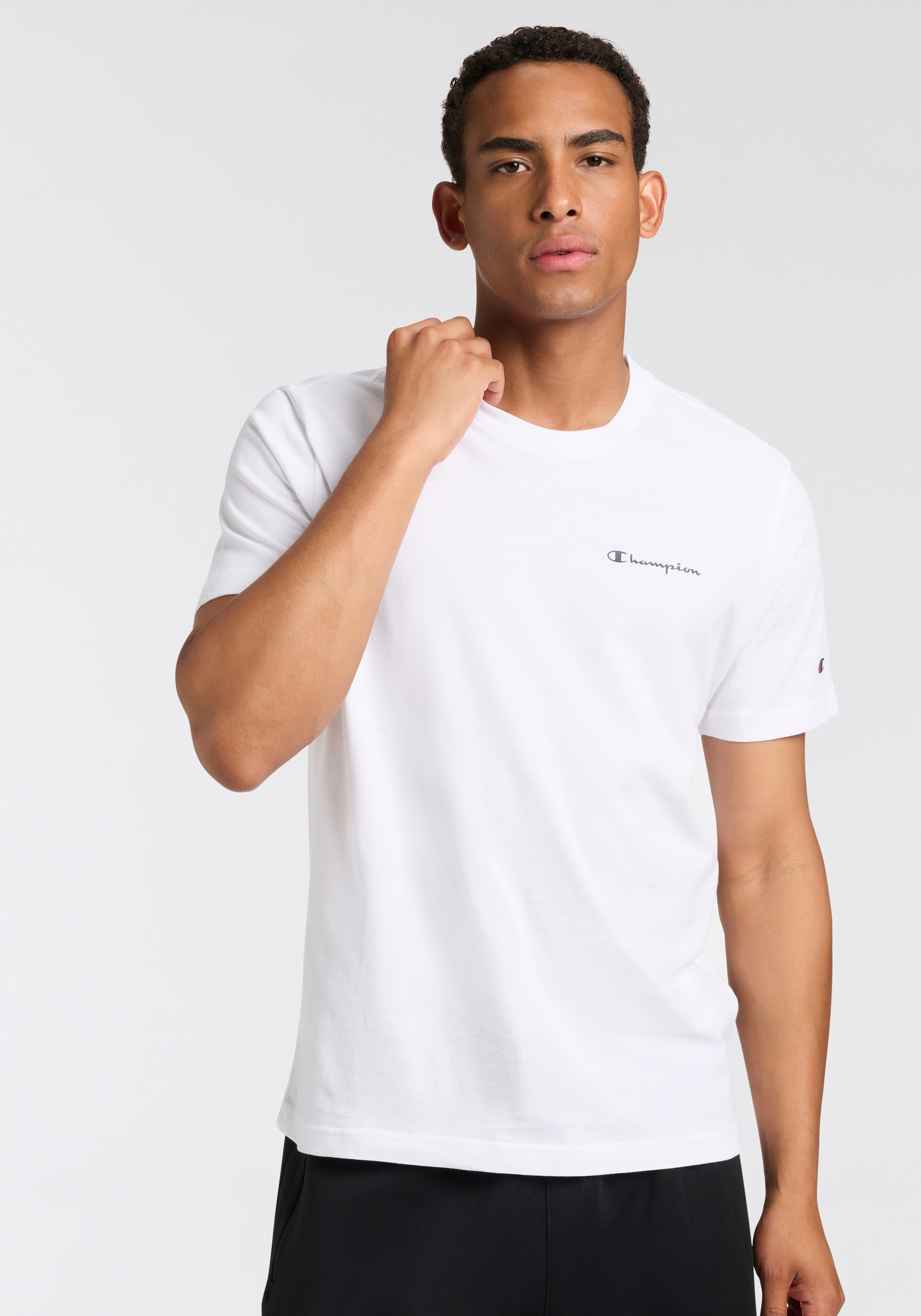Champion T-shirt avec col rond, manches courtes, en coton, finition droite