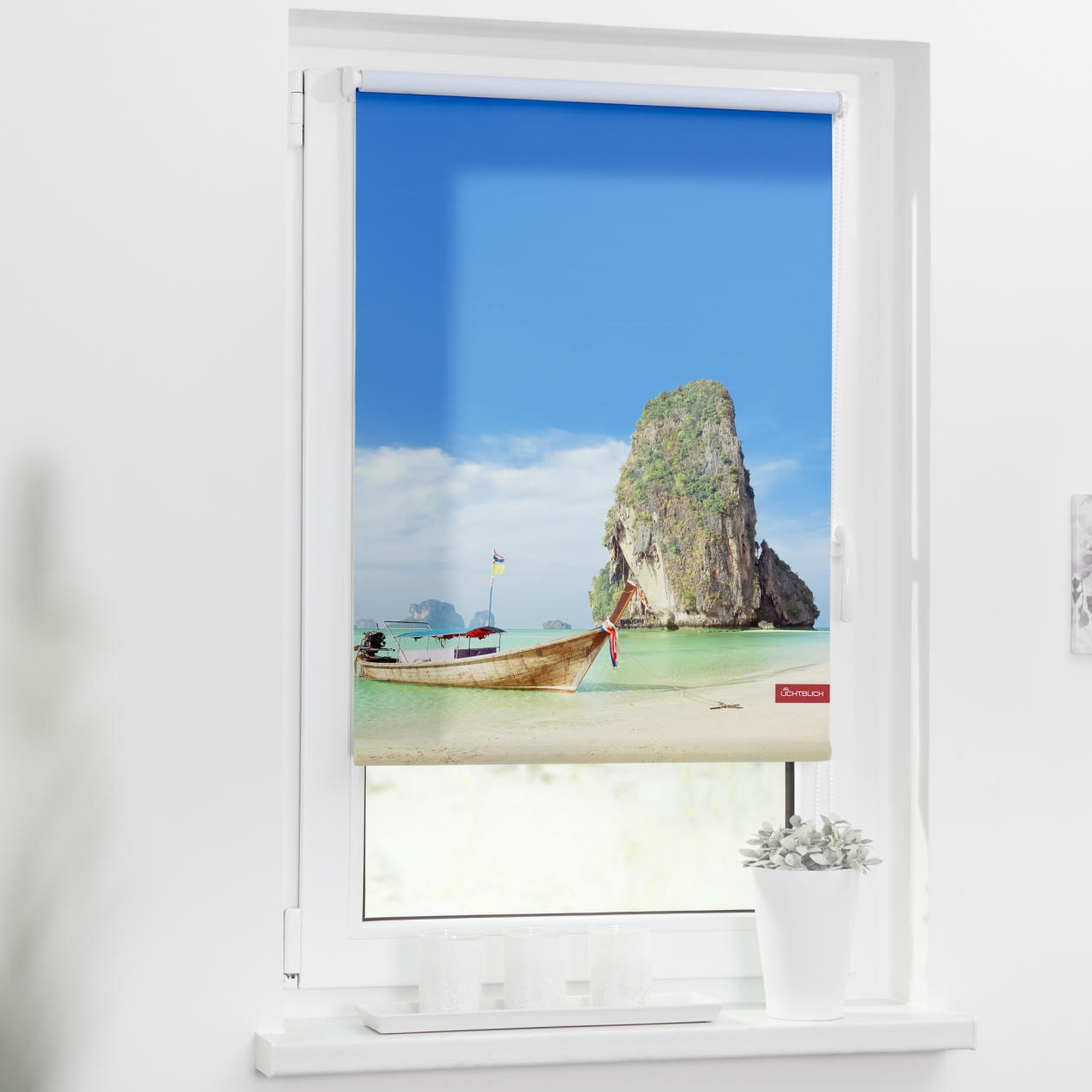 Image of LICHTBLICK ORIGINAL Seitenzugrollo »Rollo Klemmfix, ohne Bohren, blickdicht, Thailand - Bunt«, blickdicht, Sichtschutz-Blendschutz, freihängend bei Ackermann Versand Schweiz