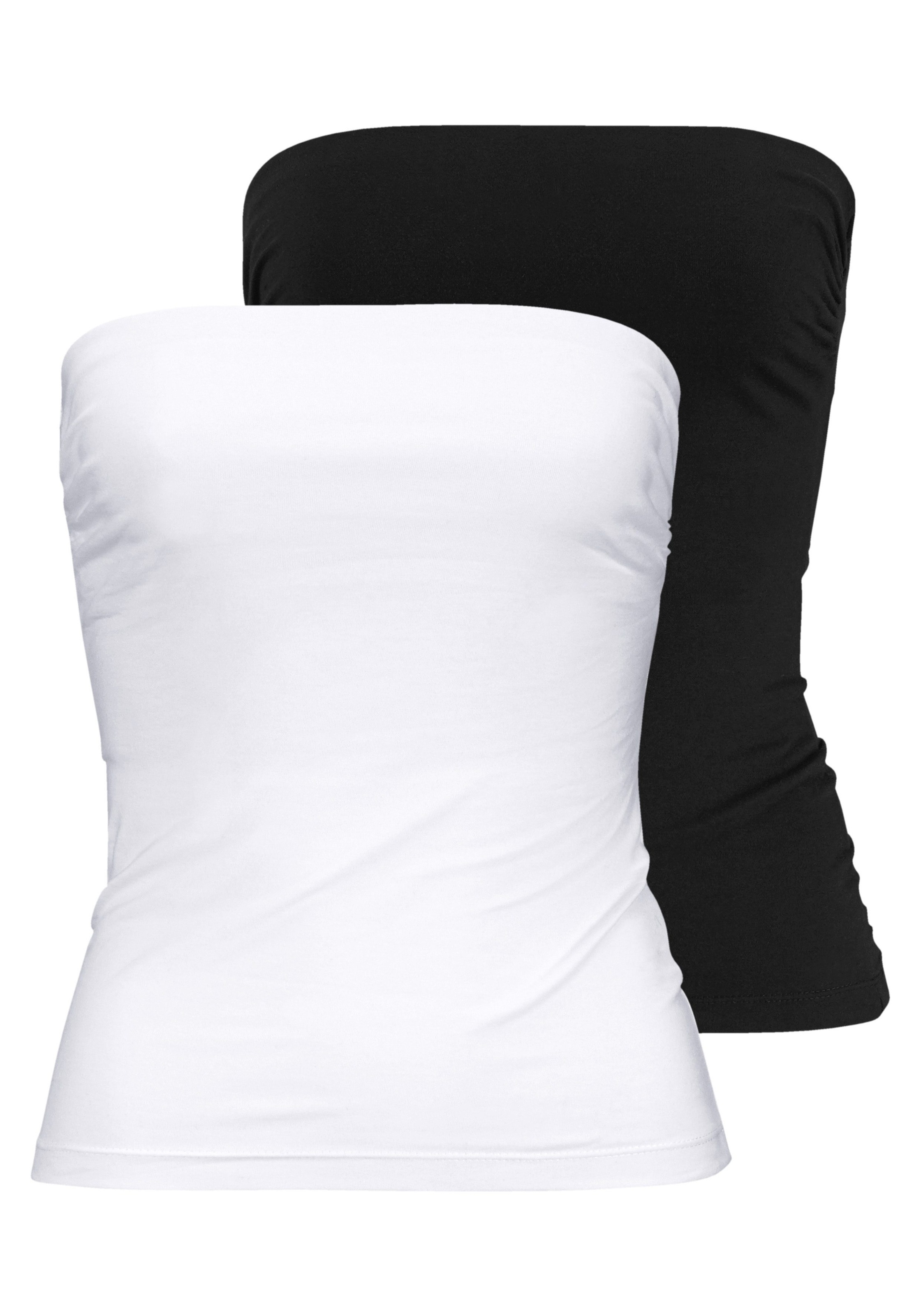 Image of Melrose Bandeautop 2er-Pack, mit Raffung an der Naht, durchgestepptes Rumpfabschluss