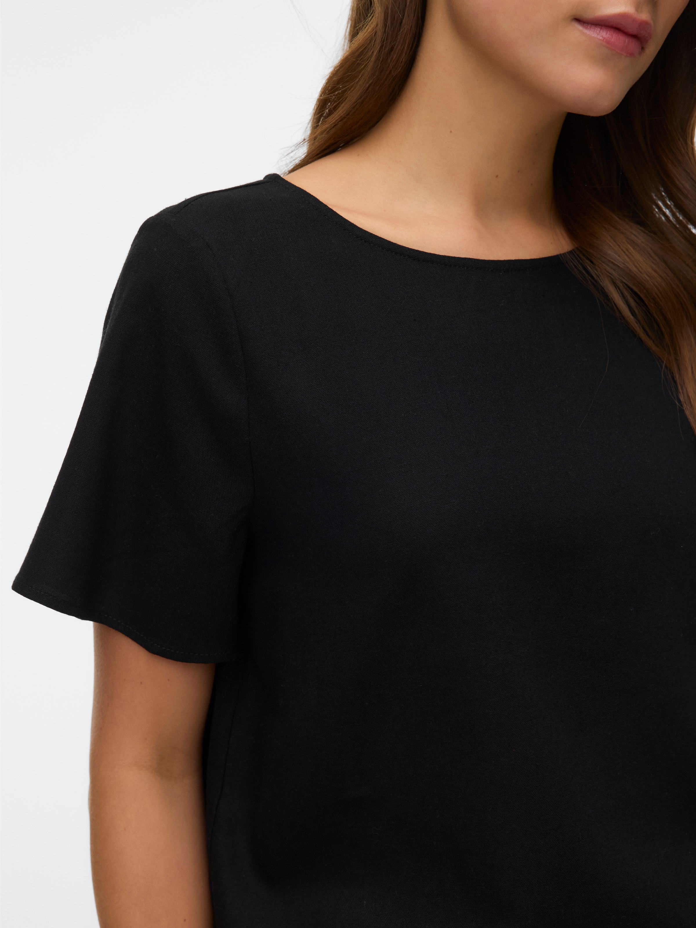 Vero Moda Blusenshirt »VMMYMILO SS O-NECK TOP WVN GA« mit Leinen