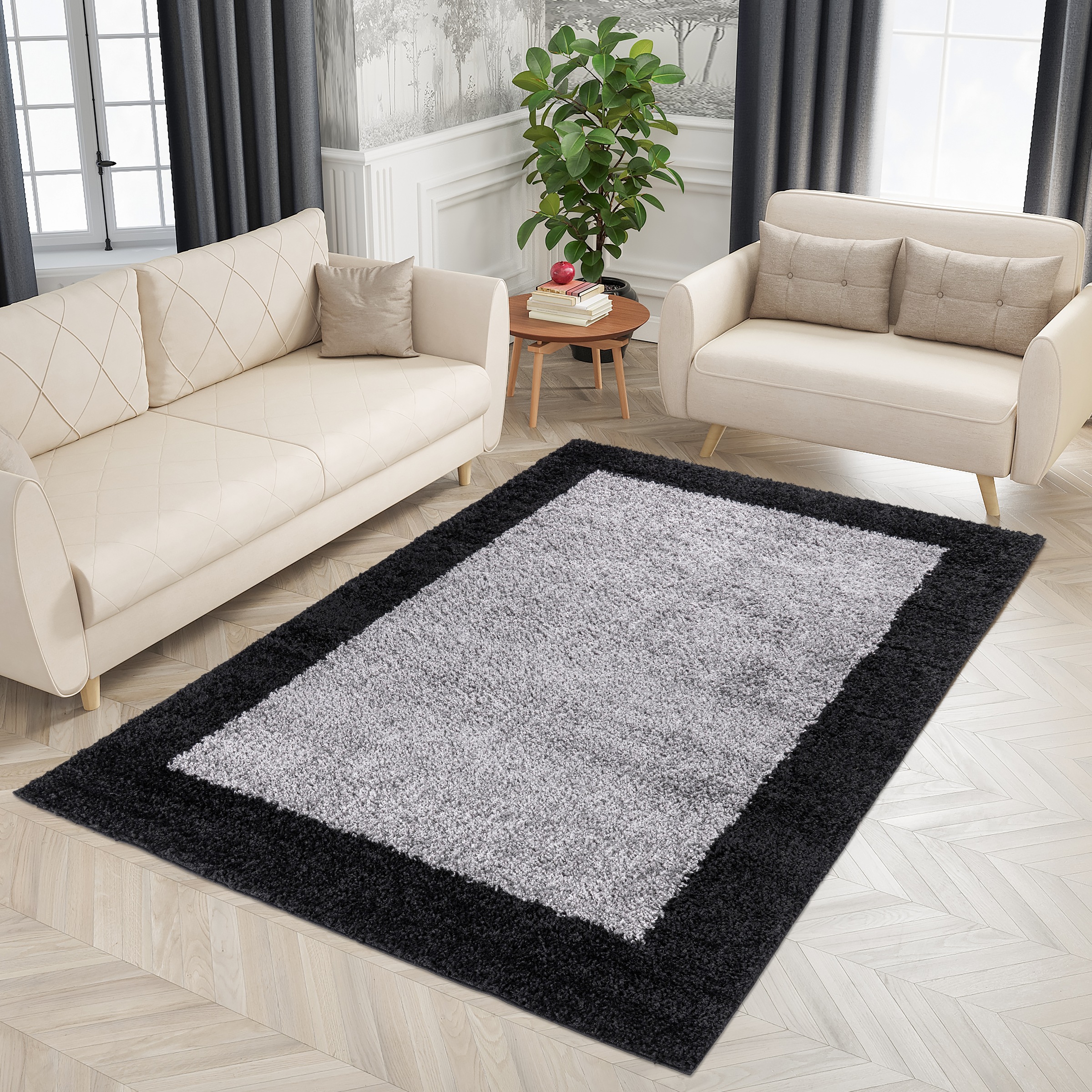 GOODproduct Hochflor-Teppich »Liams« rechteckig 30 mm Höhe mit Bordüre, besonders weich und kuschelig, Wohnzimmer, Schlafzimmer