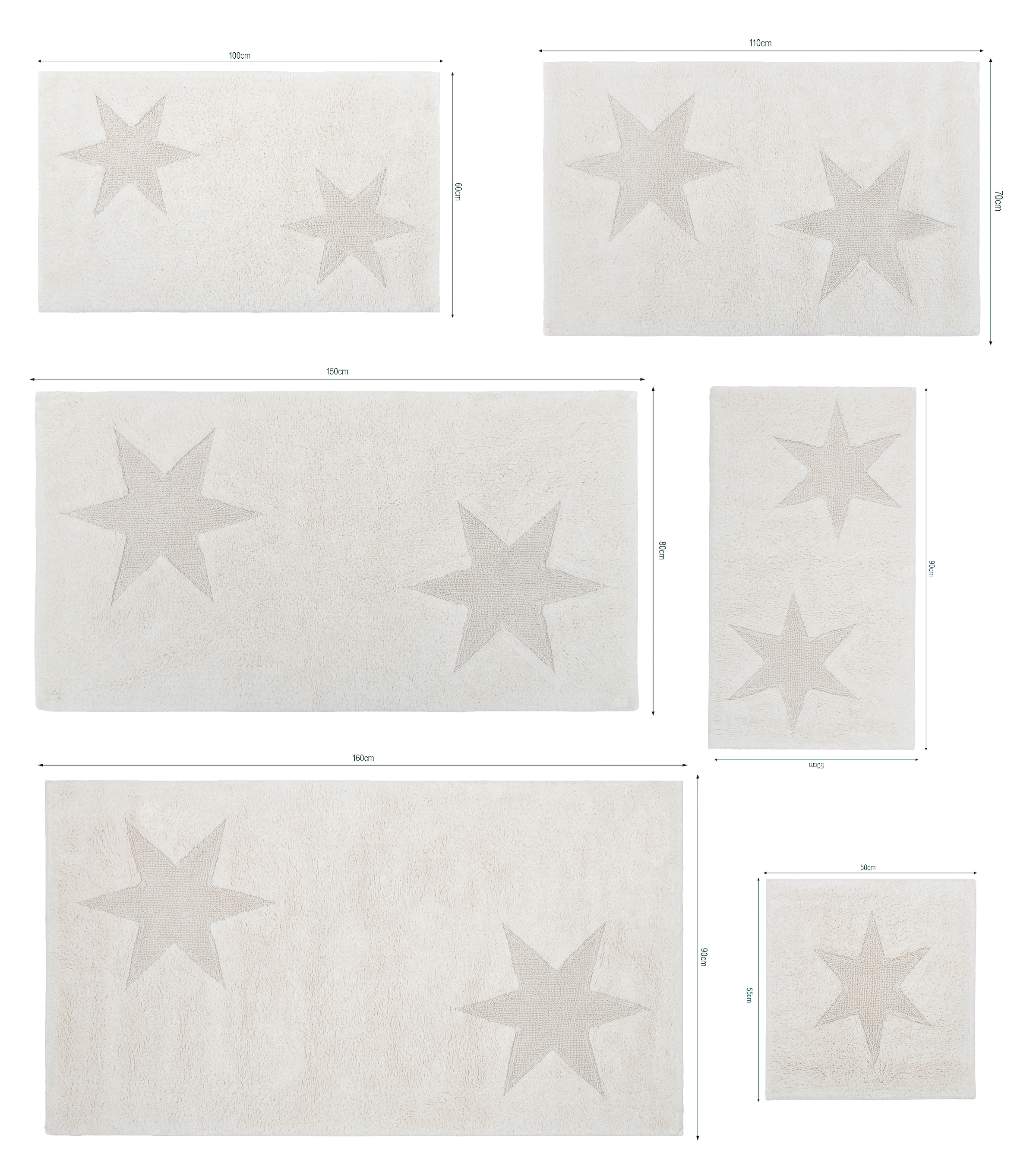 GOODproduct Badematte »Marie, Badvorleger, Badezimmer Teppich« Höhe 13 mm rutschhemmend beschichtet fussbodenheizungsgeeignet | strapazierfähig Badteppich, Stern Motiv, Hoch-Tief-Struktur, auch als Set