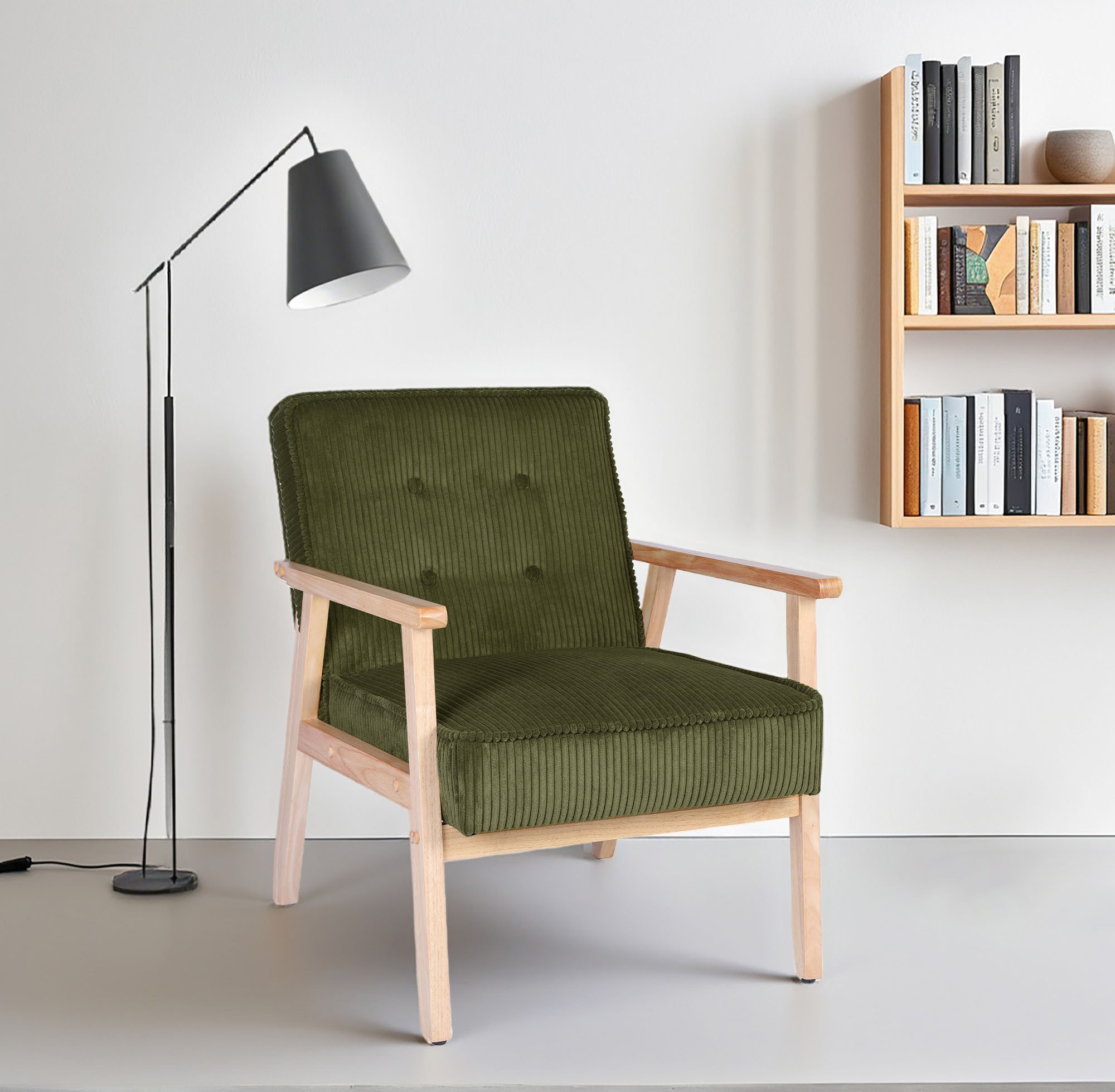 Home affaire Fauteuil lounge »MENONRI mit Armlehnen aus Massivholz« Relaxsessel, Lese-Sessel, Cocktailsessel in Cord und Webstoff