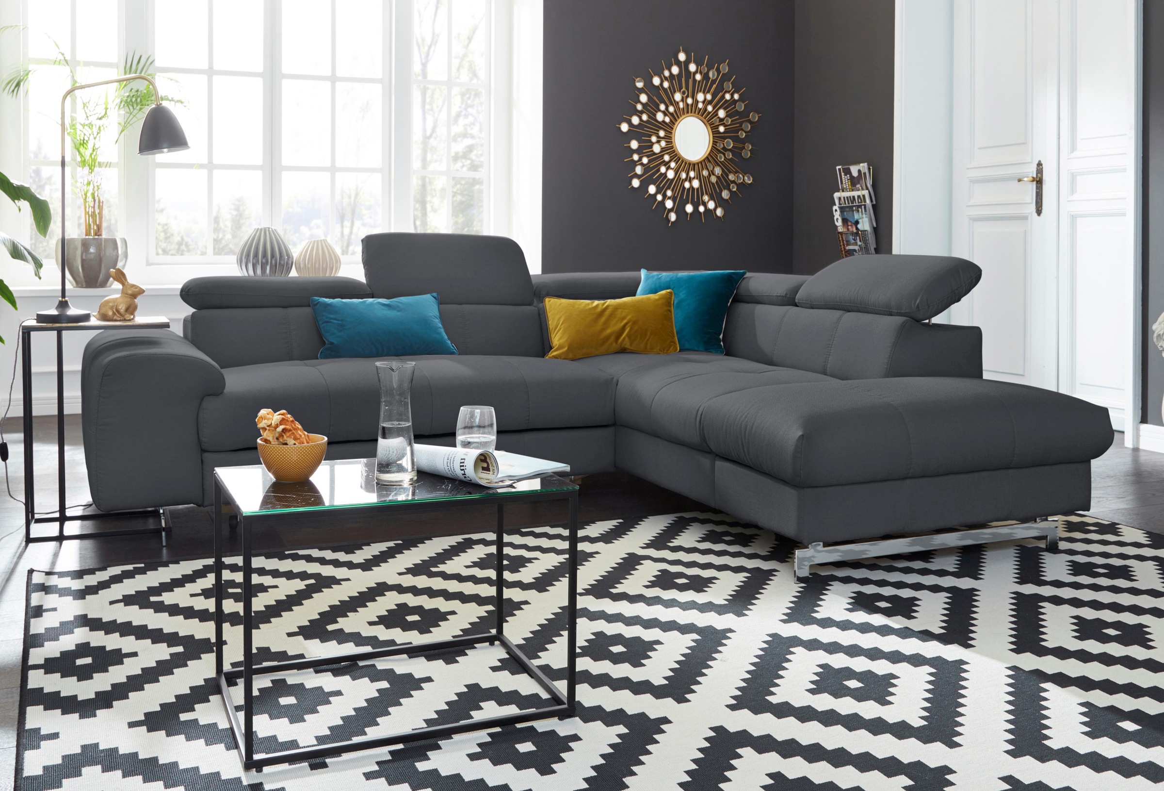 COTTA Ecksofa »Chef L-Form«, mit Kopfteilverstellung, wahlweise mit Bettfunktion & Bettkasten
