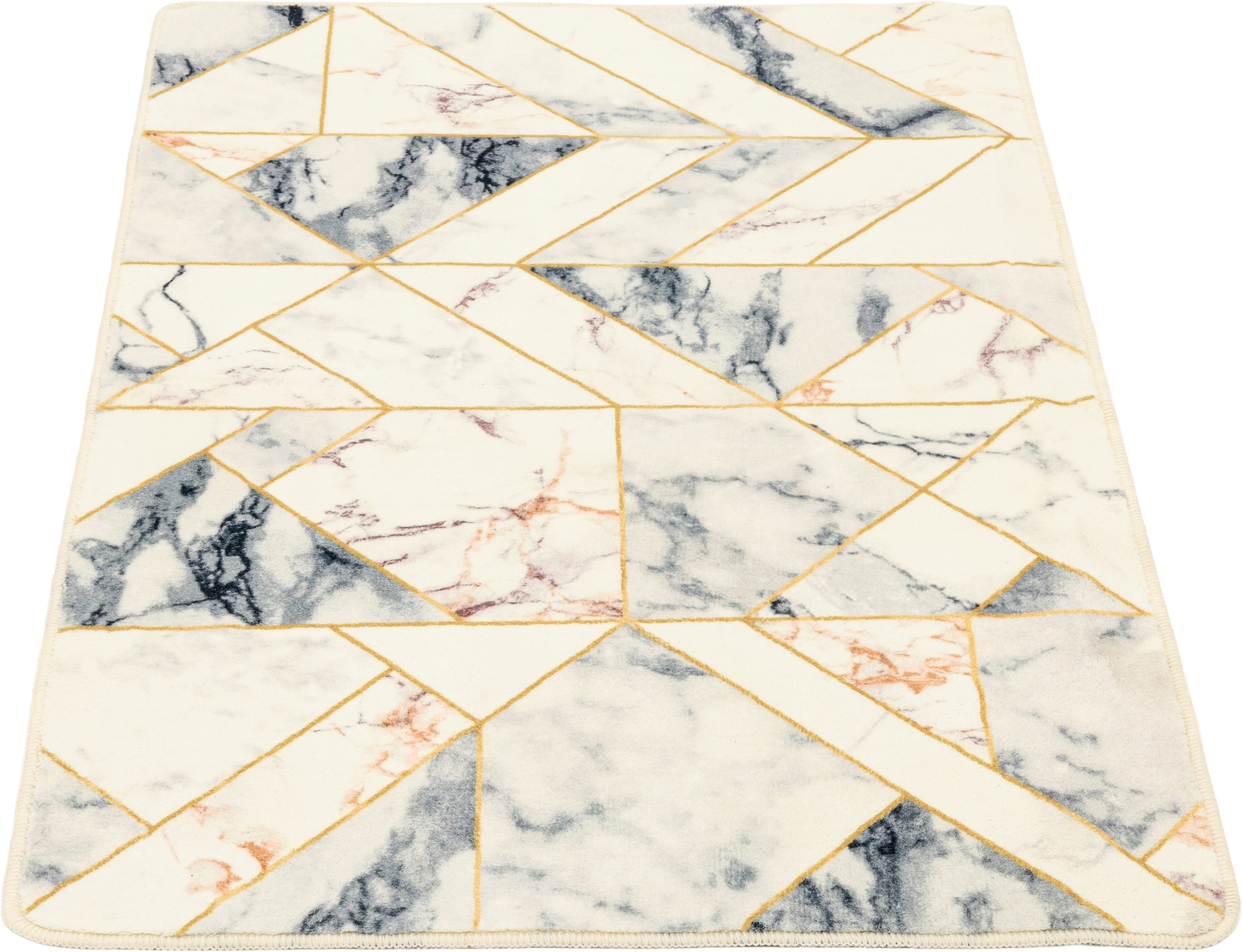 Gino Falcone Tapis de bain »Aquata GF-155, Badvorleger, Badezimmer Teppich« Höhe 7 mm revêtement antidérapant Badteppich, bedruckt, Marmor Design, rechteckig