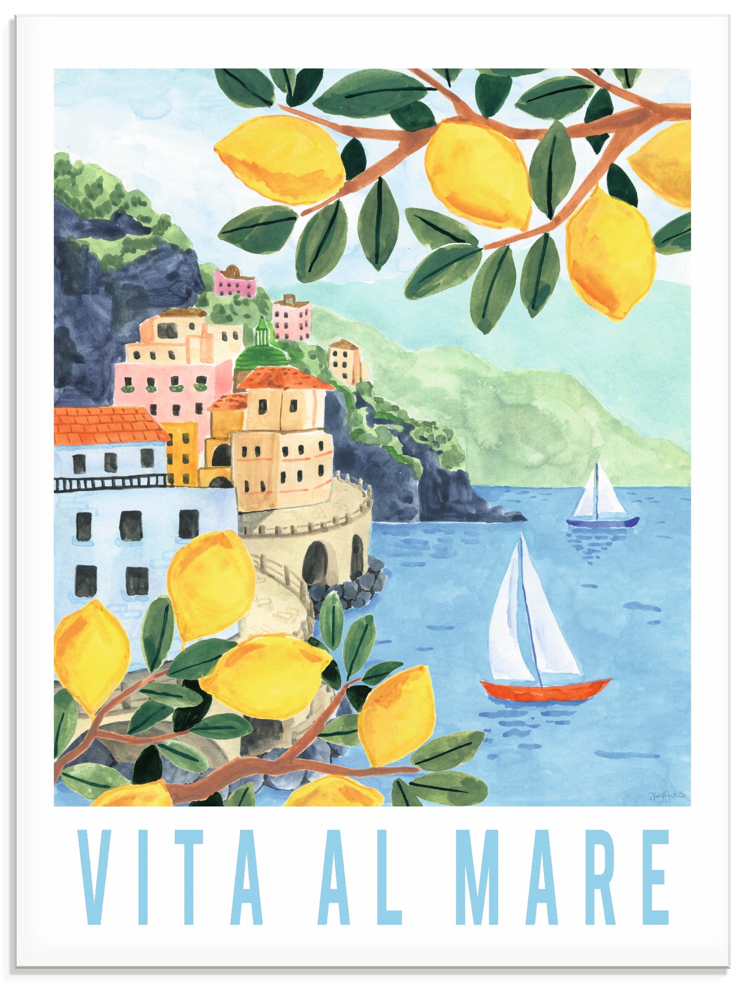Image of Artland Glasbild "Mediterranean View II" Meer Bilder 1 Stk. tlg. in verschiedenen Grössen