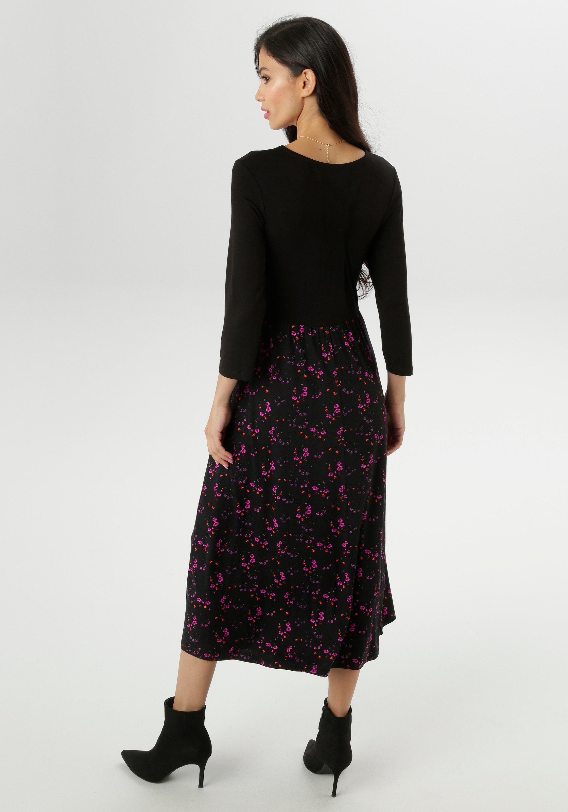 Aniston SELECTED Midikleid, farbharmonischen, floralem Alloverdruck - NEUE KOLLEKTION