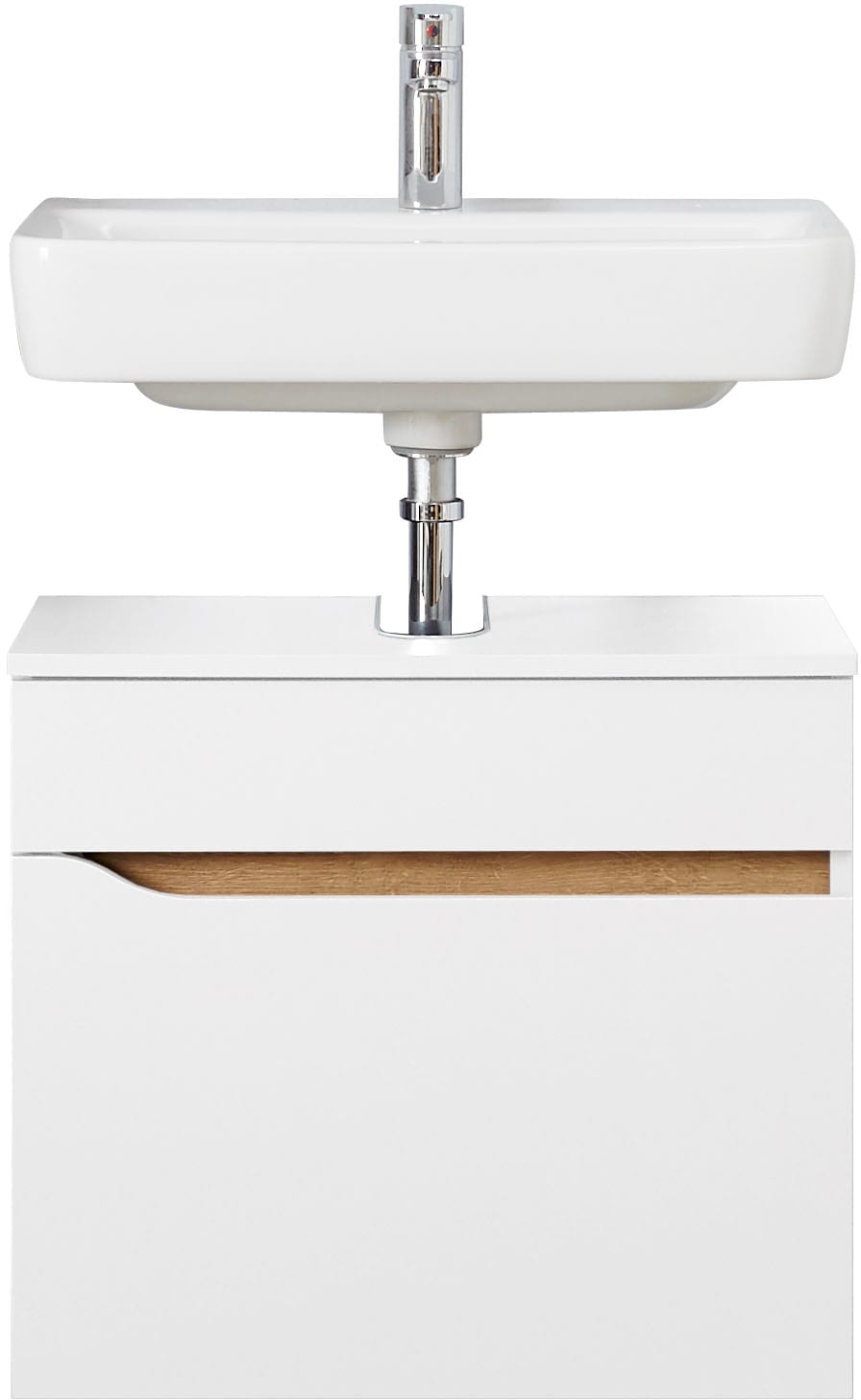 Image of Saphir Waschbeckenunterschrank "Quickset Unterbeckenschrank, 60 cm breit, 1 Schublade" Waschbeckenschrank mit Siphonausschnitt, ohne Waschbecken, grifflos