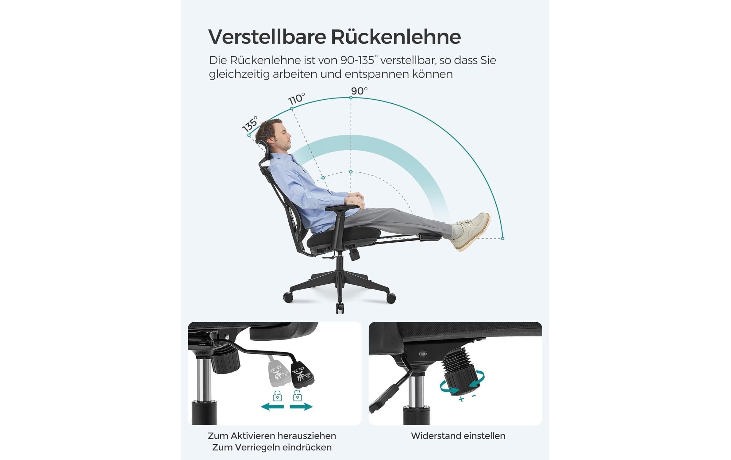 SONGMICS Bürostuhl »mit ausziehbare Fussstütze« ()