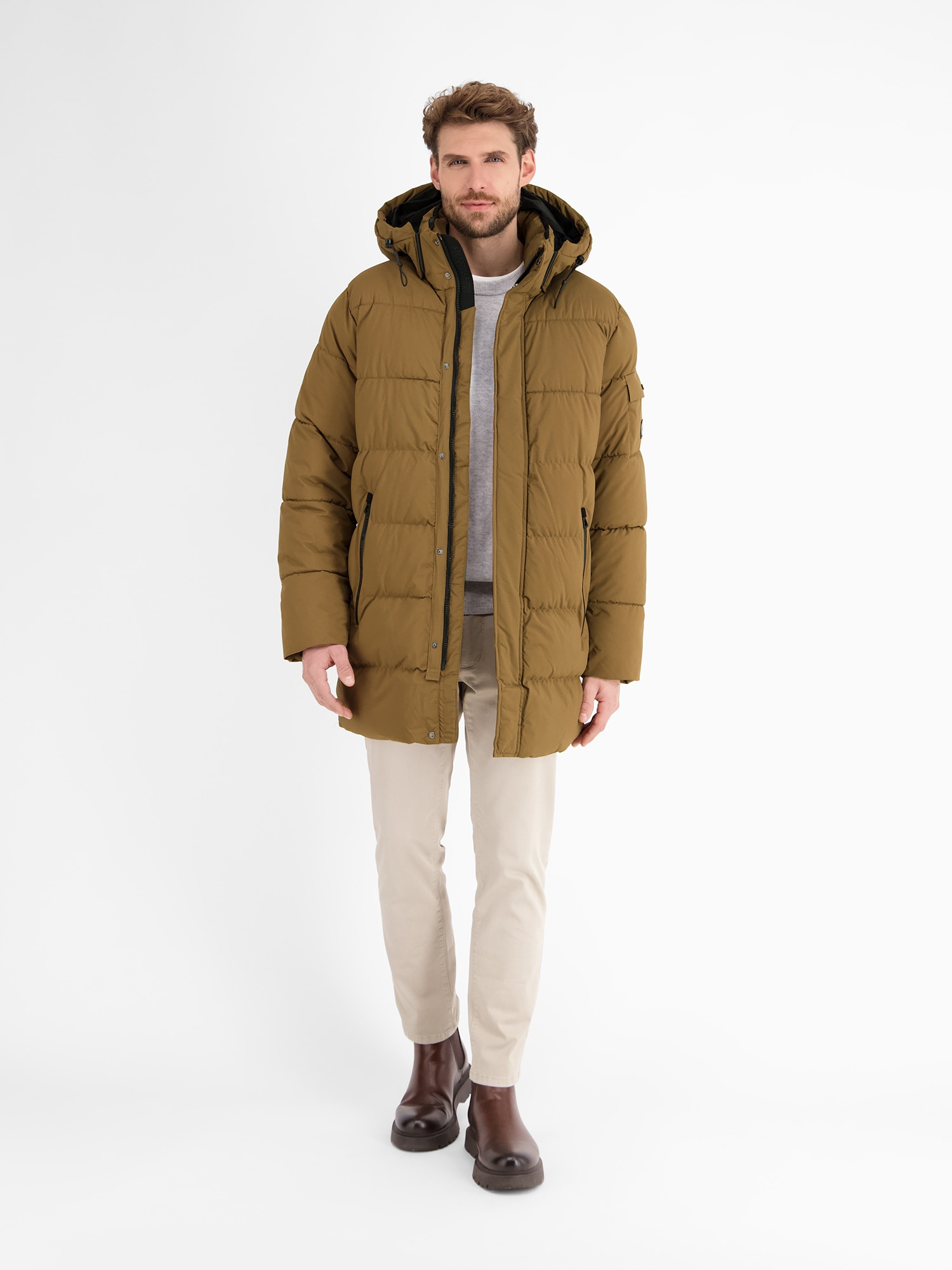 LERROS Winterjacke »LERROS Warm gefütterter Steppmantel mit abnehmbarer Kapuze« mit Kapuze Wasser- und windabweisend, atmungsaktiv