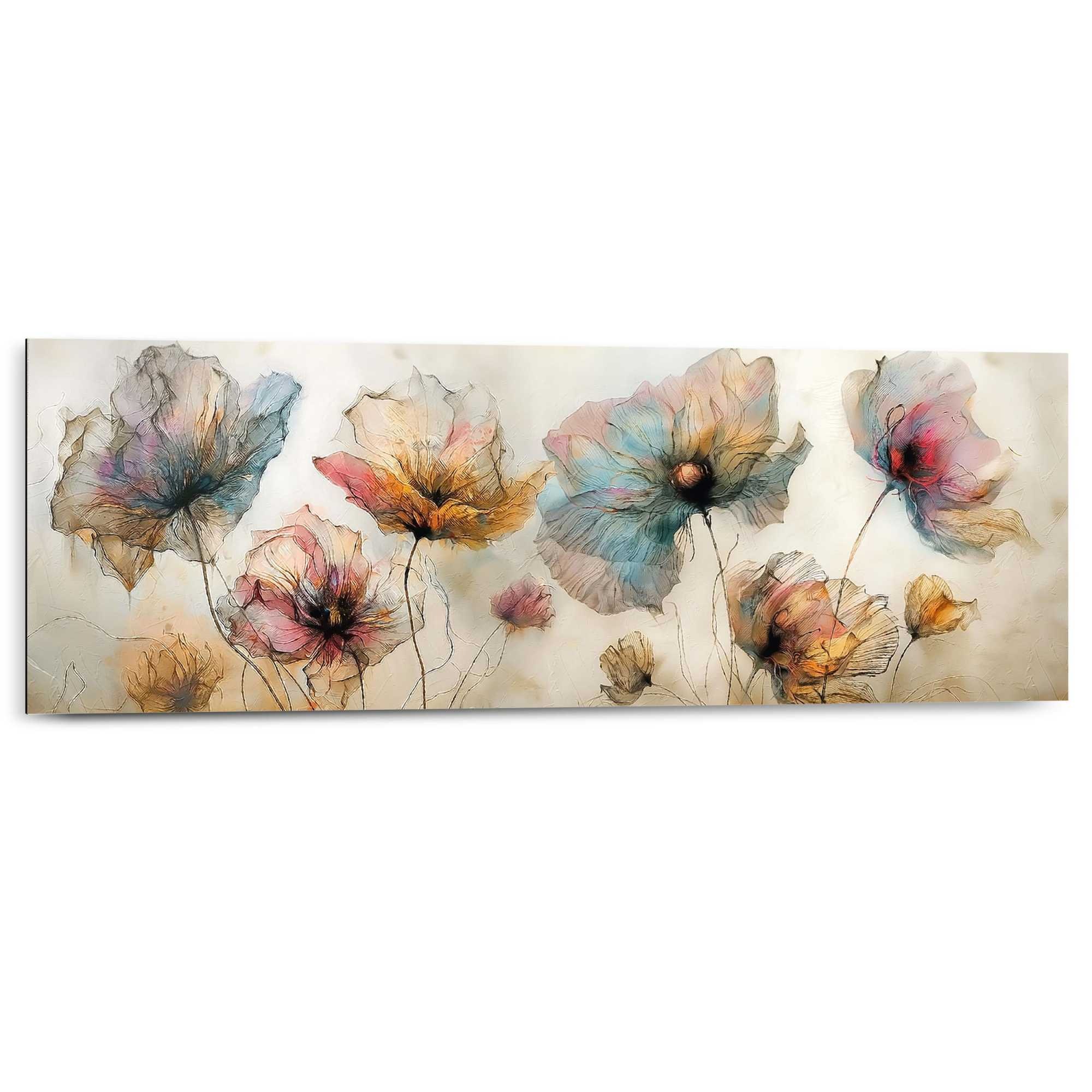 Image of Reinders Deco-Panel "Aquarellblumen" Wohnzimmer - Mehrfarbig - MDF - Blumen und Pflanzen - 90x30 cm