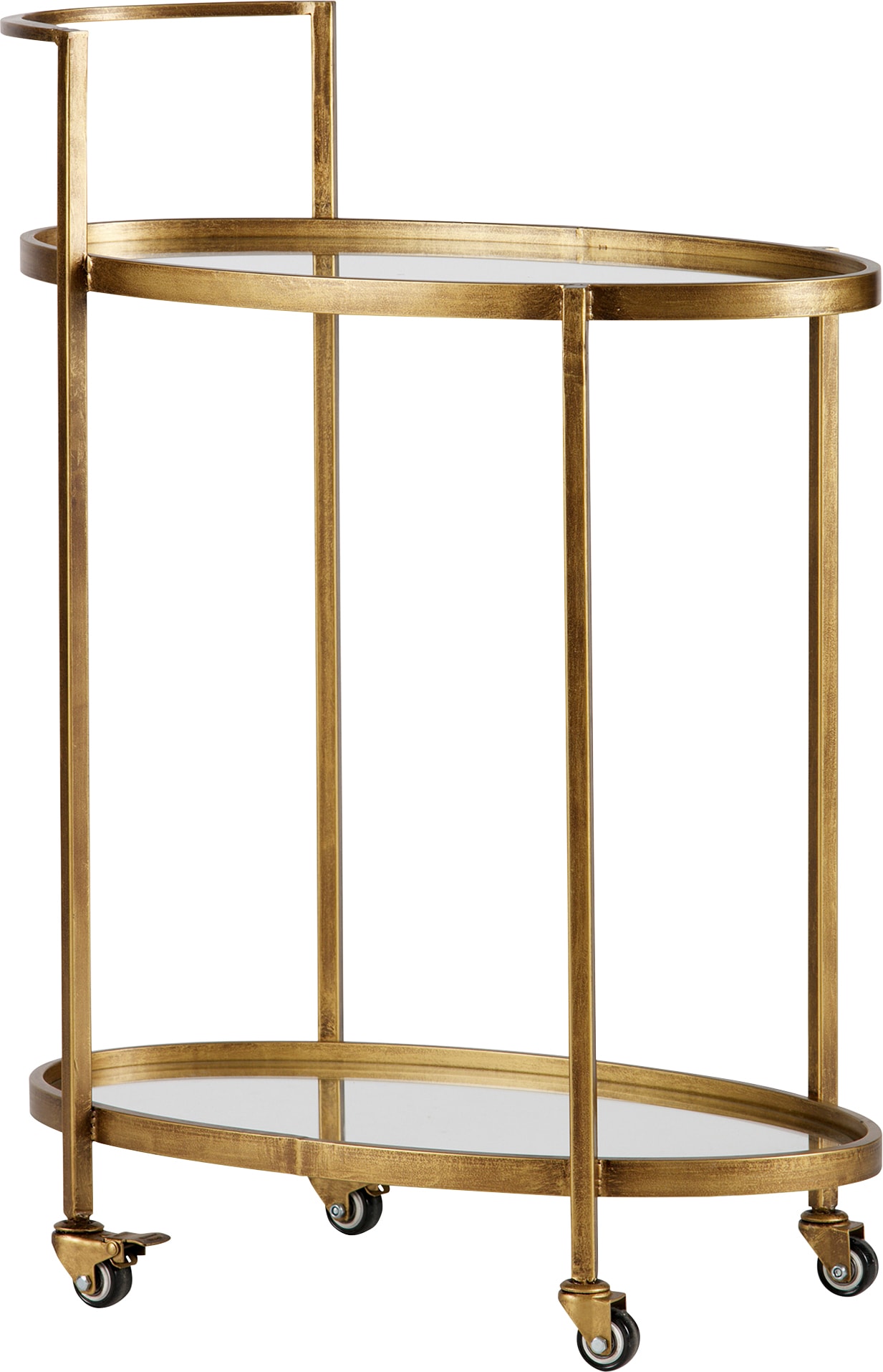 Image of WOOOD Bartisch "Push Trolley Metall Antique-Brass mit Rollen H 86 x B 67 x T 35 cm" Tragkraft 10 kg pro boden, pfleigleicht, fertig montiert