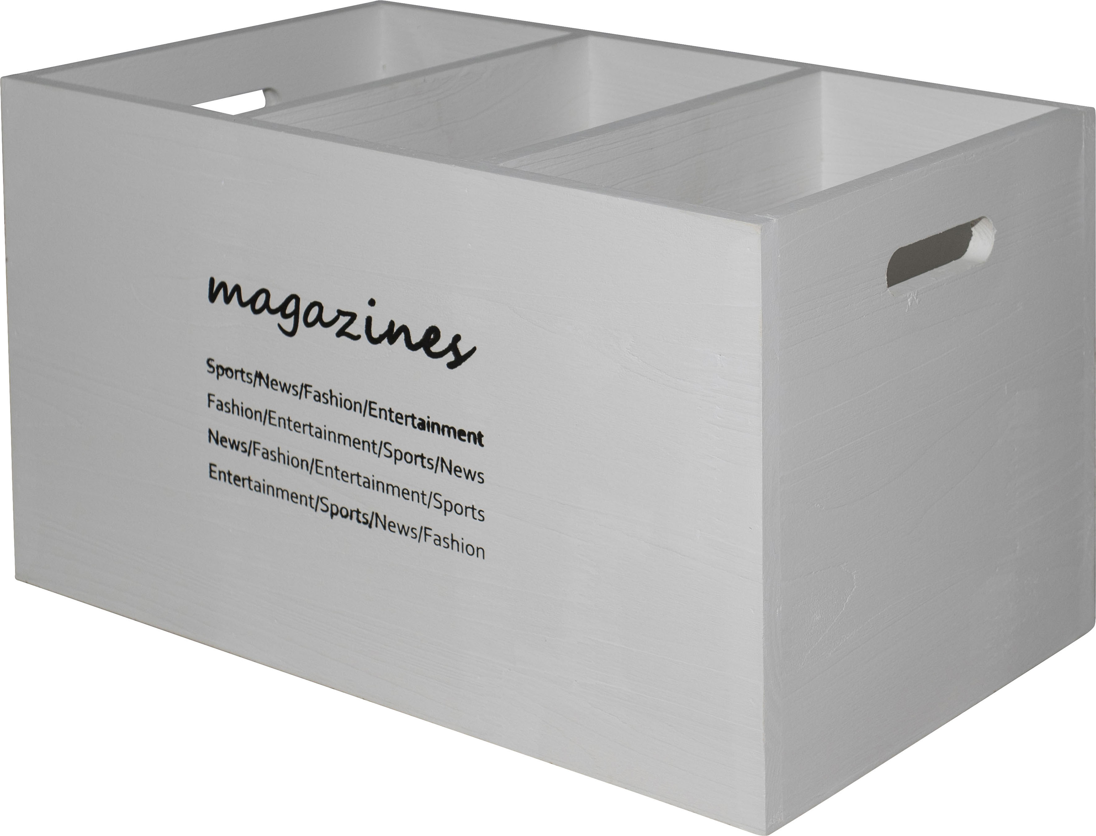 Image of Myflair Möbel & Accessoires Aufbewahrungsbox »Magari, weiss«, Zeitschriftenhalter, Zeitschriftensammler, mit Holzstruktur & Schriftzug bei Ackermann Versand Schweiz