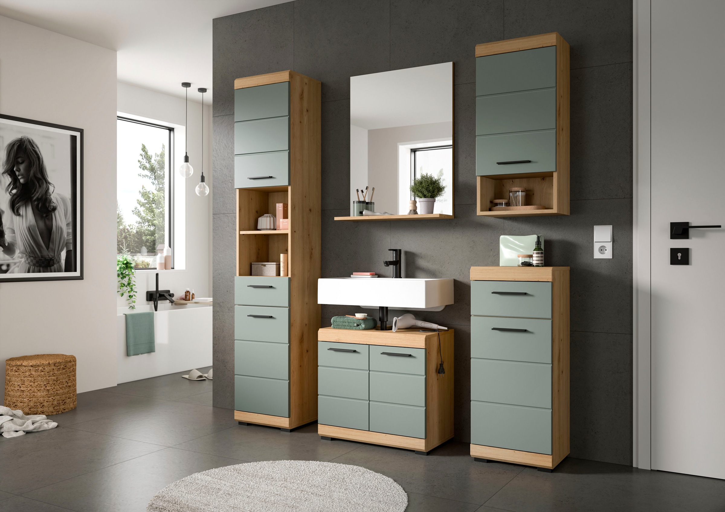 welltime Unterschrank »SIENA, Breite 37cm, 1 Tür, 1 Schubkasten, 2 Fächer, MDF-Front« TOPSELLER!, 1 Stk. tlg. in verschiedenen Farben erhältlich, Badmöbel, Badschrank, Kommode, Bad