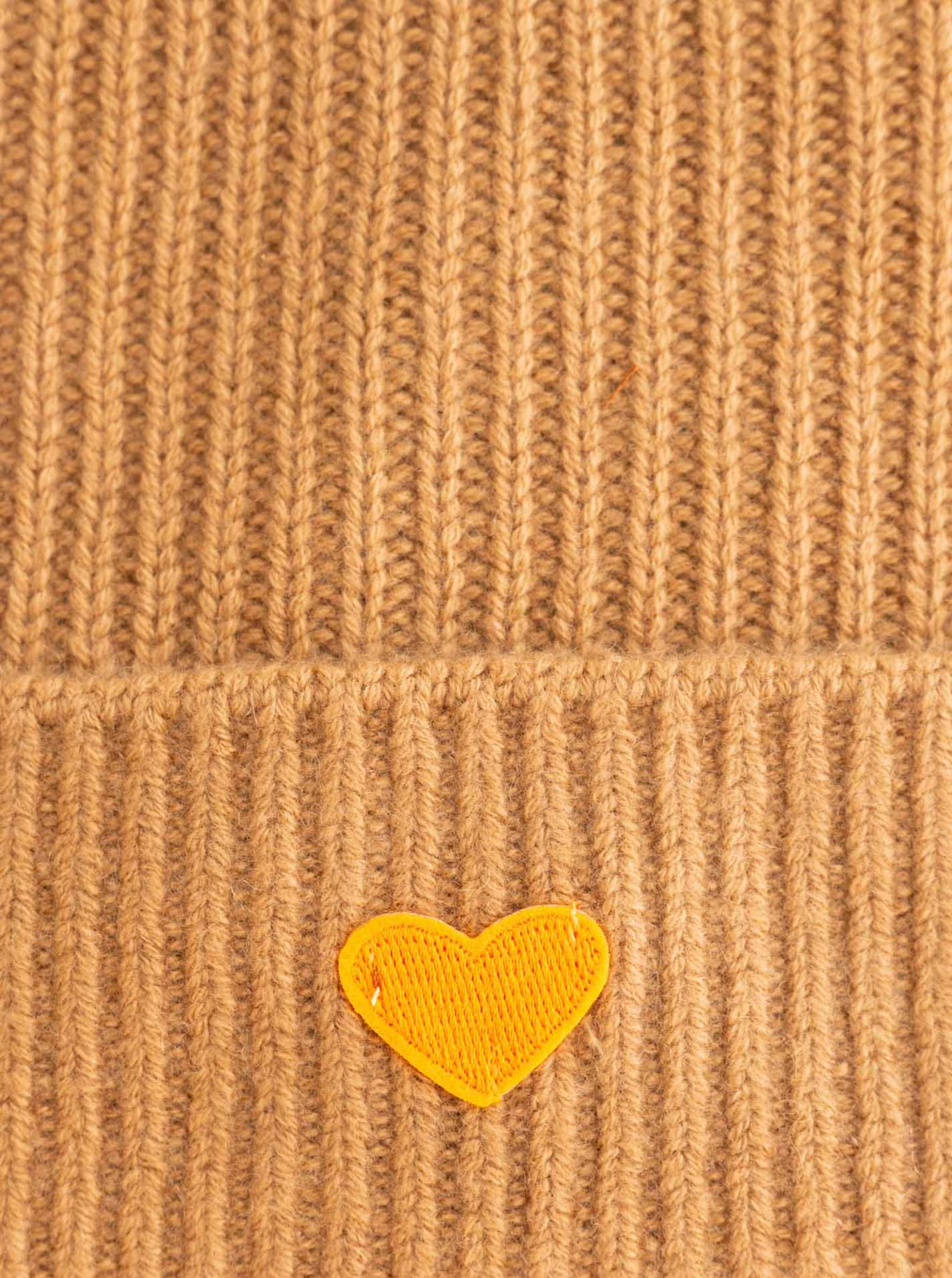 Zwillingsherz Bonnet »Beanie with Heart-Patch« maille côtelée, large revers, chaud