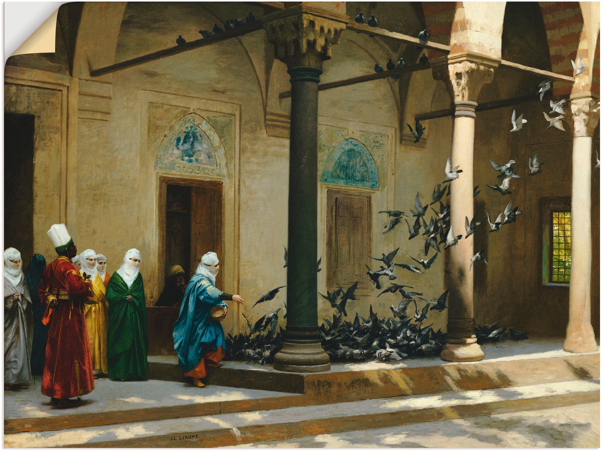 Image of Artland Wandbild »Haremsdamen beim Tauben füttern.«, Gruppen & Familien, (1 St.), in vielen Grössen & Produktarten -Leinwandbild, Poster, Wandaufkleber / Wandtattoo auch für Badezimmer geeignet bei Ackermann Versand Schweiz