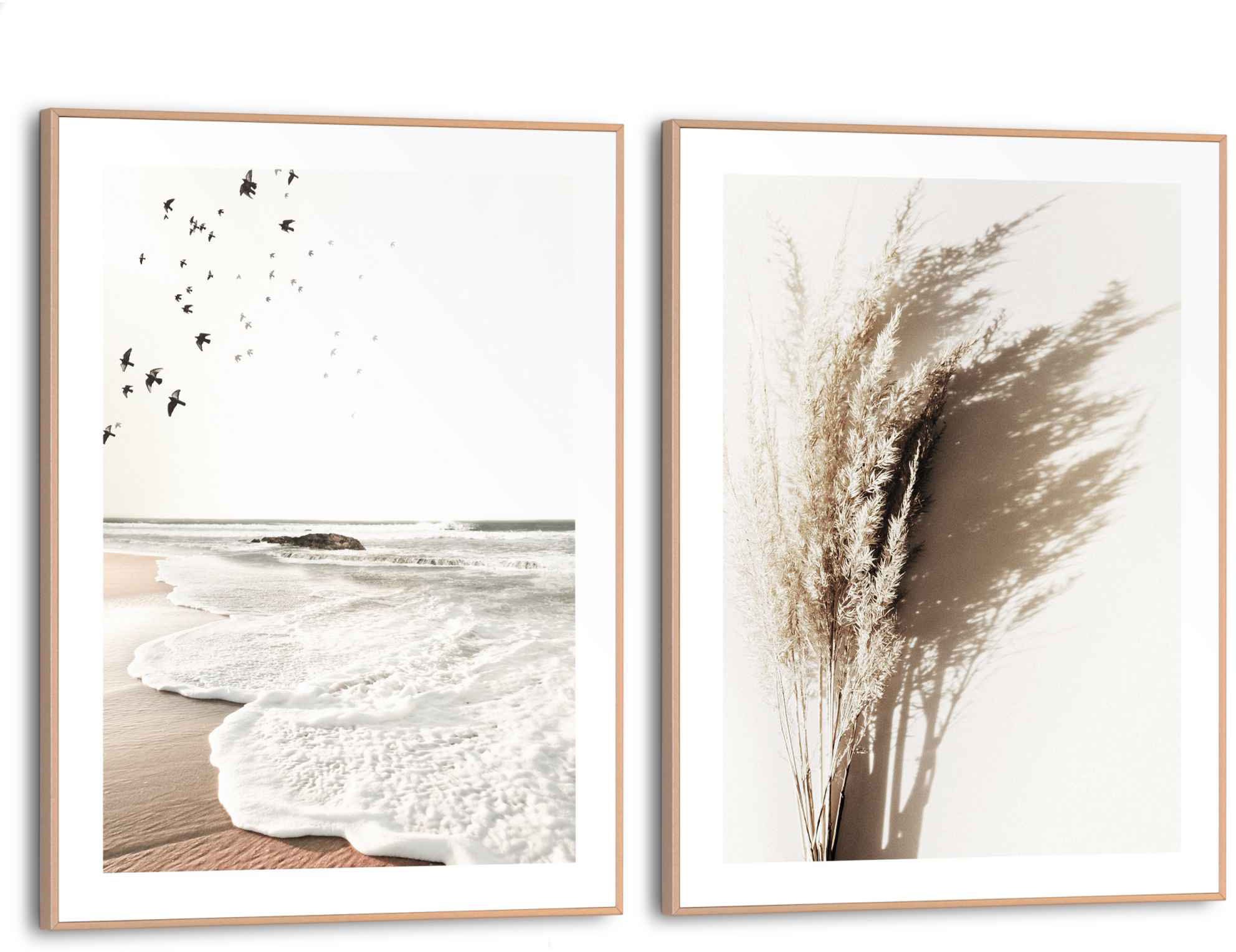 Image of Reinders! Wandbild »Sommerstrand Rollende Wellen - Gras - Vögel - Natur - Mer«, (2 St.) bei Ackermann Versand Schweiz