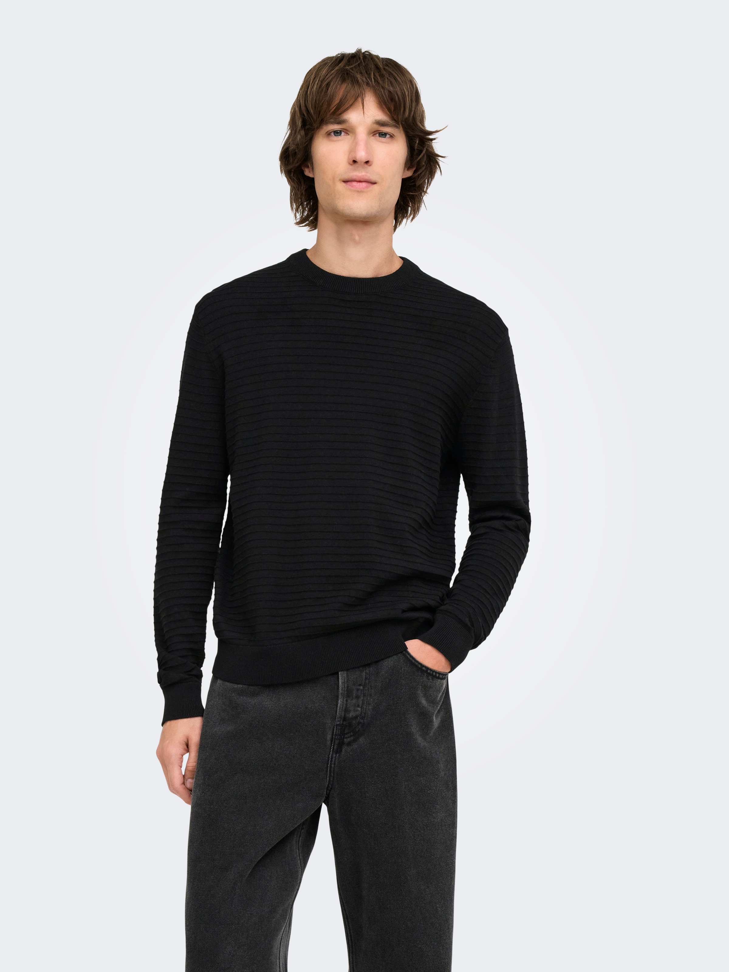 ONLY & SONS »ONSSTORM LS CREW KNIT OTL« coton, coupe régulière