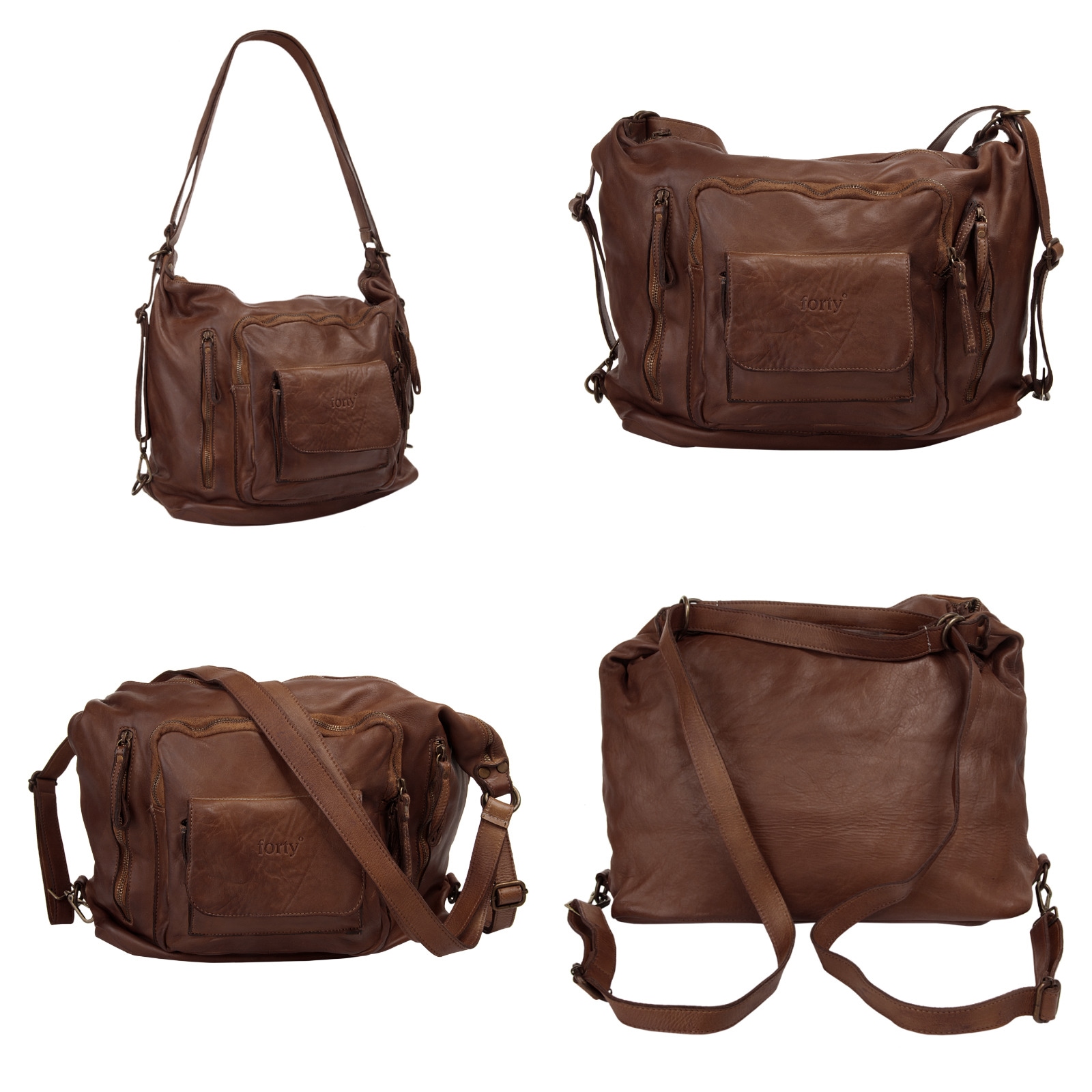 forty° Cityrucksack, echt Leder, Made in Italy