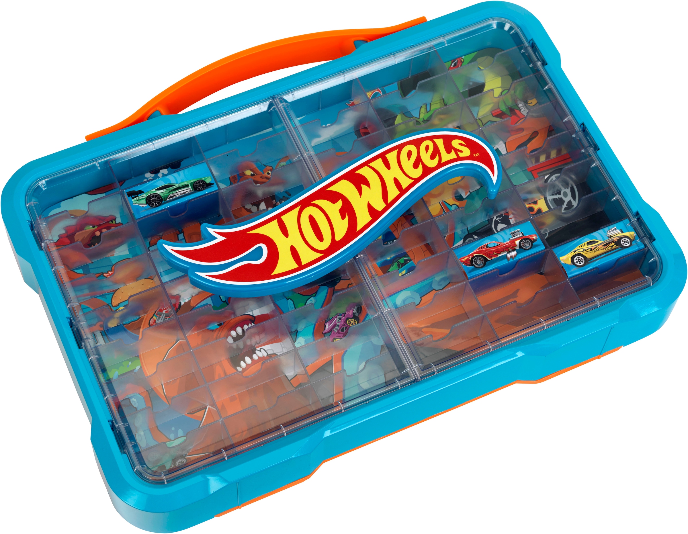 Klein Sammelkoffer »Sammelvitrine für 54 Autos« mit leuchtendem Hot Wheels Logo