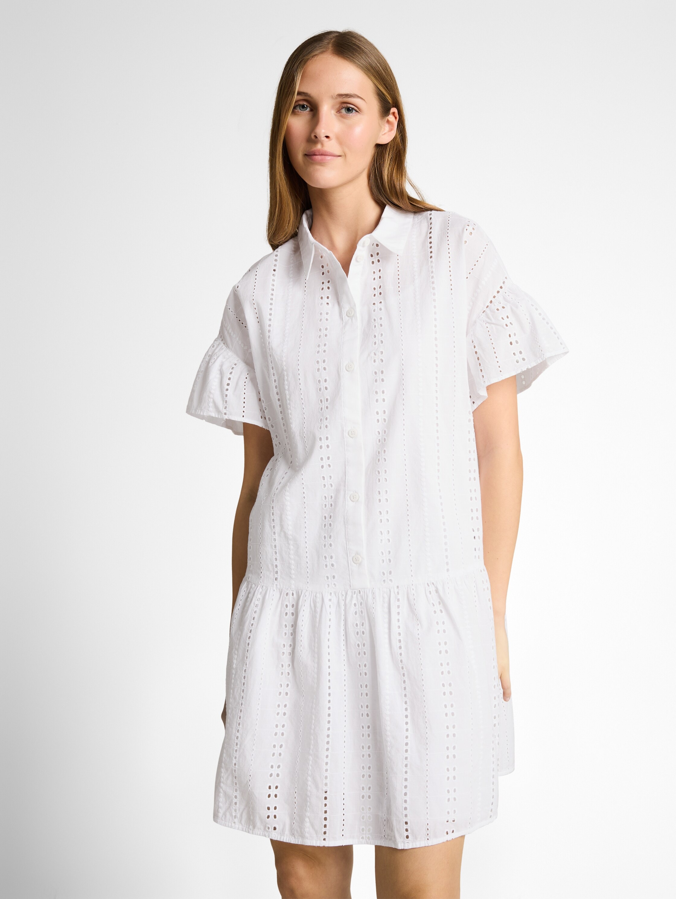 TOM TAILOR Denim Robe chemisier Sans poches Robe d'été avec détails en crochet