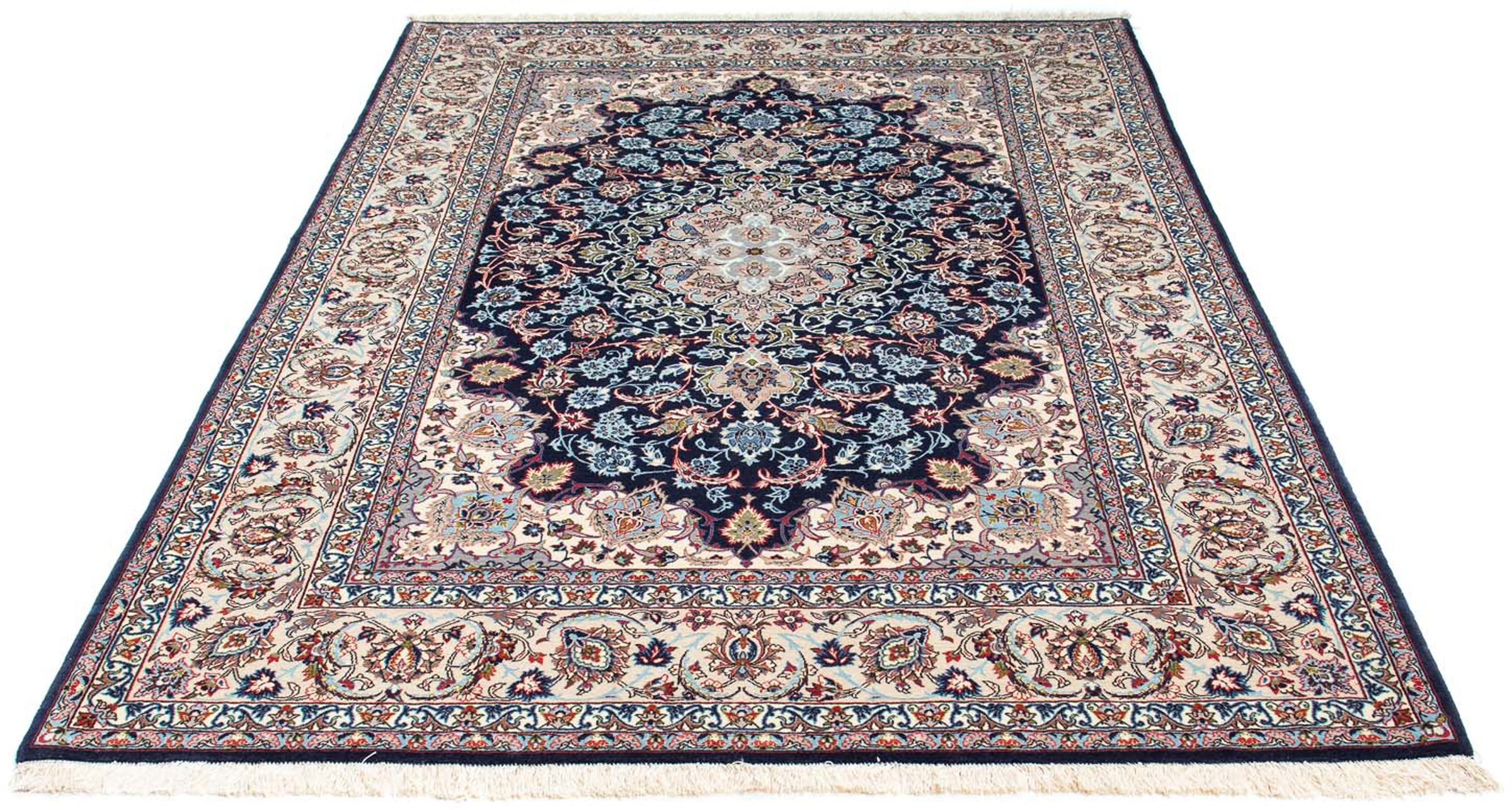 Image of morgenland Orientteppich »Perser - Isfahan - Premium - 226 x 149 cm - dunkelblau«, rechteckig, 6 mm Höhe, Wohnzimmer, Handgeknüpft, Einzelstück mit Zertifikat bei Ackermann Versand Schweiz