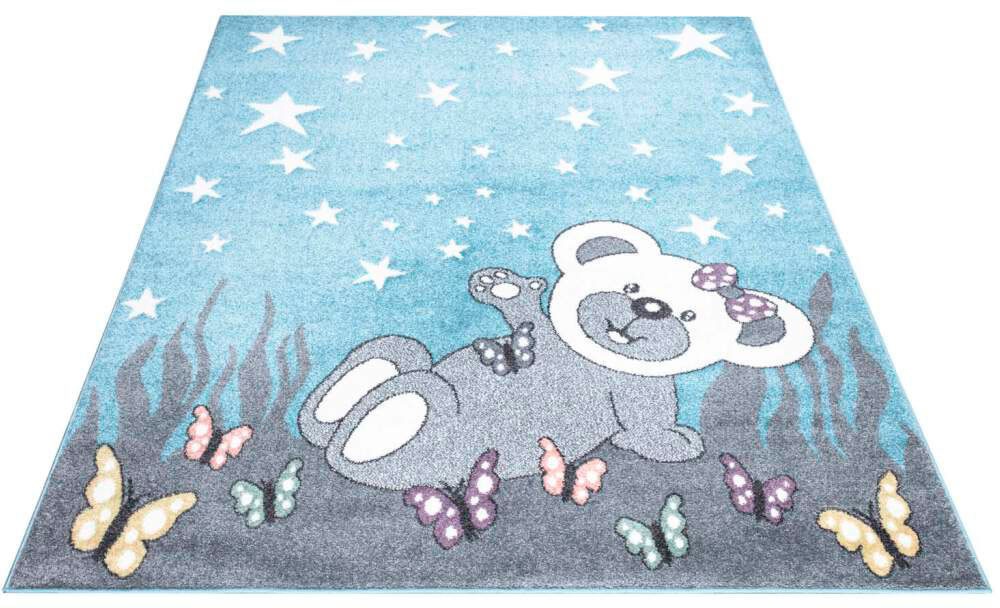 Carpet City Kinderteppich »ANIME916«, rechteckig, 11 mm Höhe, Kinderzimmer Teppich Modern mit Mond, Blumen, Wolken, Creme, Multi