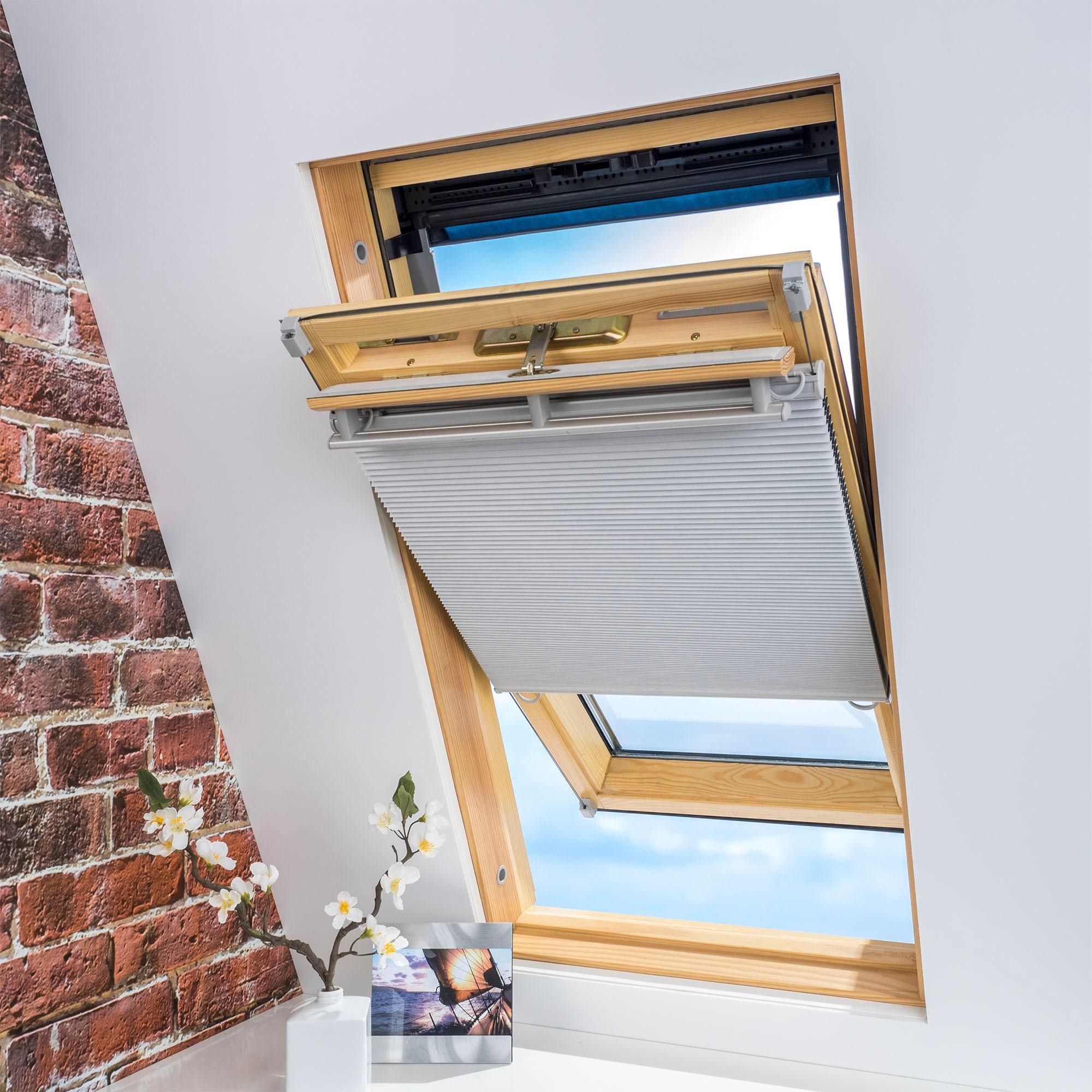 Liedeco Dachfensterplissee ohne verdunkelnd, jetzt »Universal Bohren, energiesparend, kaufen Fixmass verspannt, Dachfenster-Plissee«