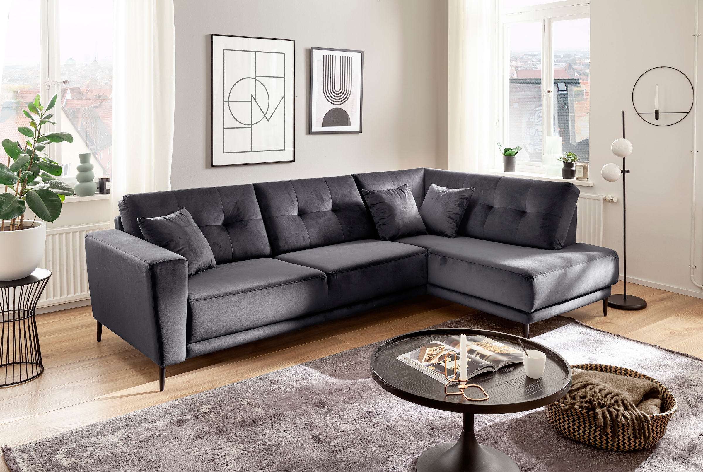 Trends by HG Coin rembourré »Barcelona L-Form« mit Metallfuss, frei im Raum stellbar