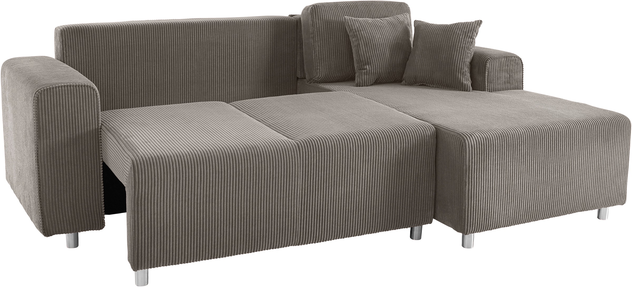 Home affaire Ecksofa »Györ«, L-Form, wahlweise mit Bettfunktion und Bettkasten incl. 2 Zierkissen