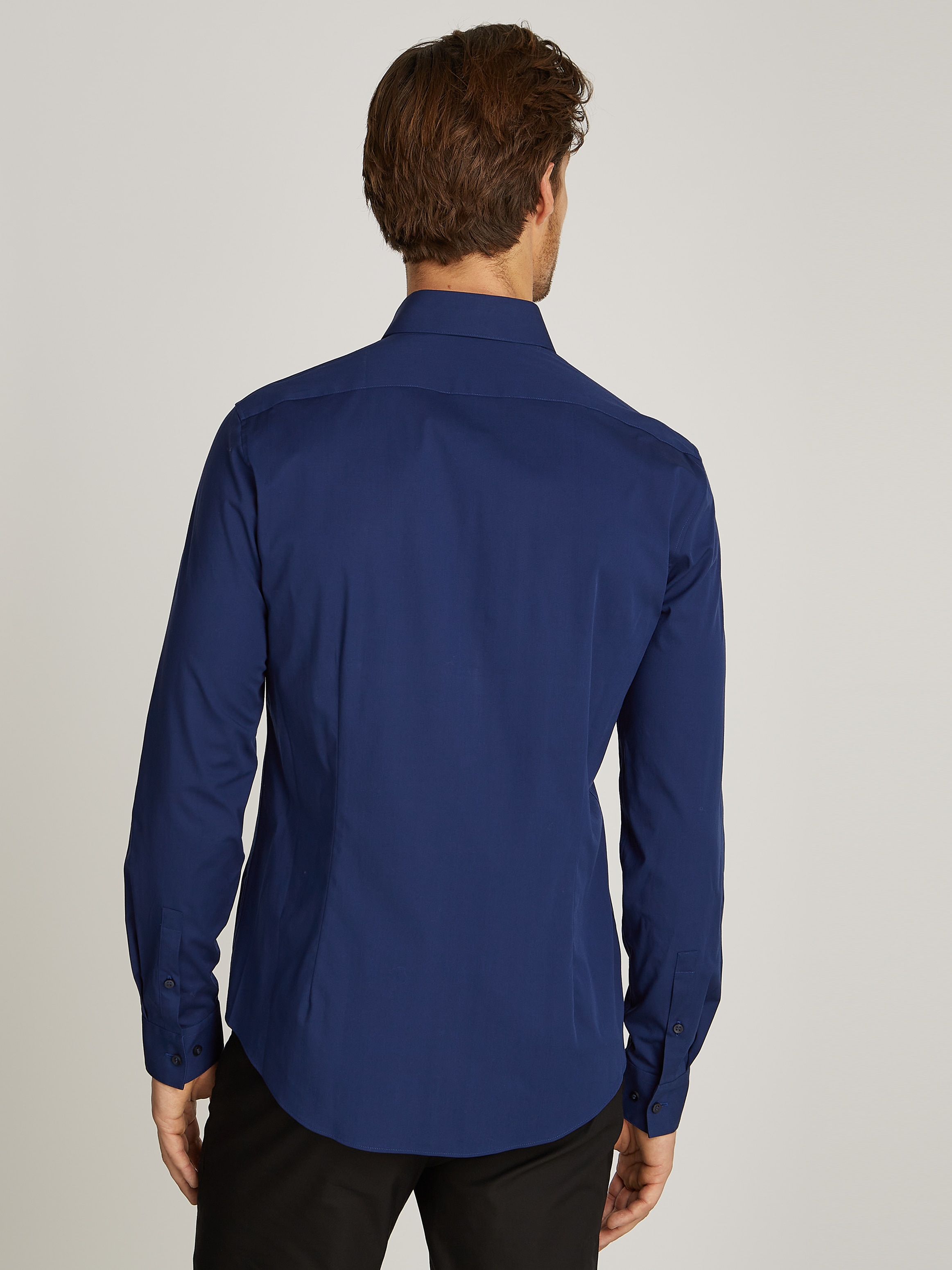 Calvin Klein Businesshemd »POPLIN STRETCH SLIM SHIRT«, mit Kentkragen, Logoprint auf Brusthöhe