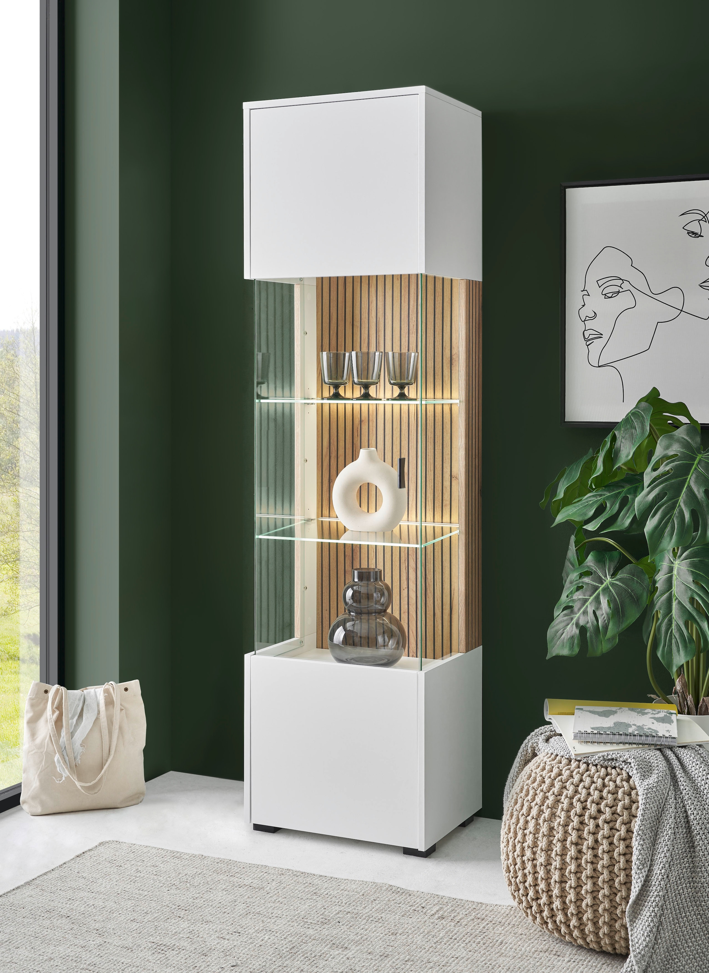 Image of Home affaire Vitrine "Hudson" in moderner Trendfarbe, Griffe aus Metall (Schwarz), Höhe 180 cm