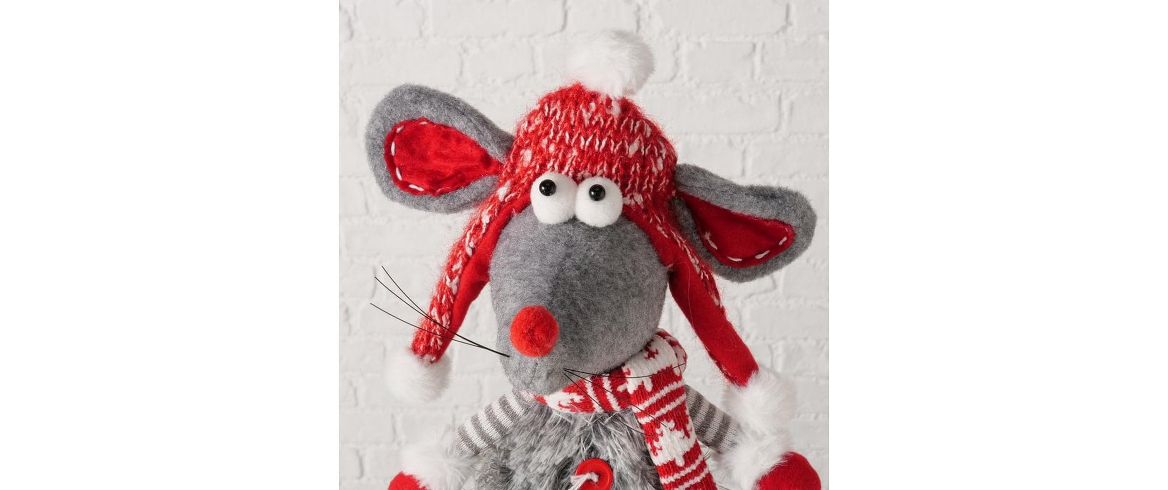 BOLTZE Weihnachtsfigur »Dekofigur Maus Helgy Grau/Rot«