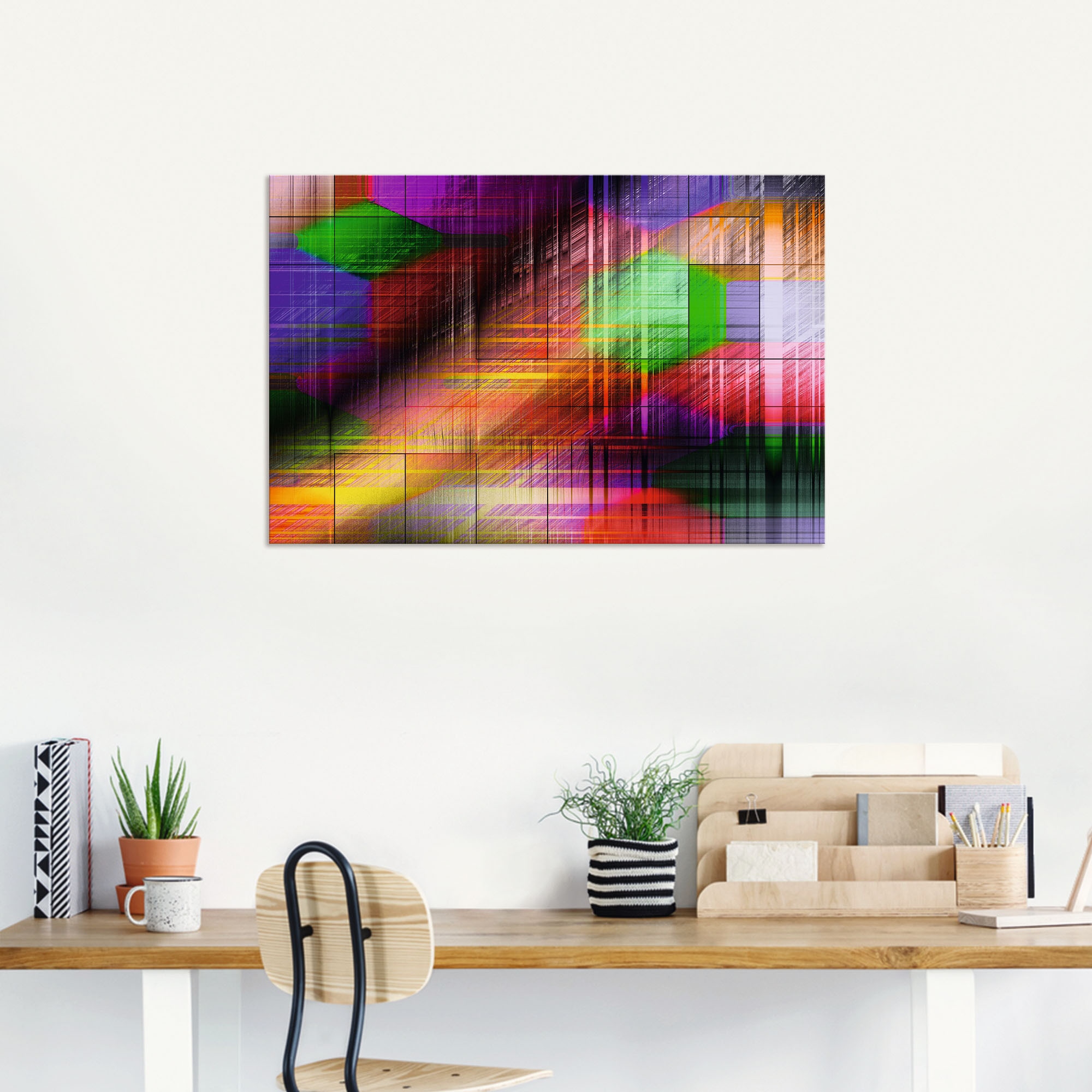 Artland Alu-Dibond-Druck »Bunte Linien II«, Muster, (1 St.), für Innen- und Aussenbereich geeignet, Outdoorbild