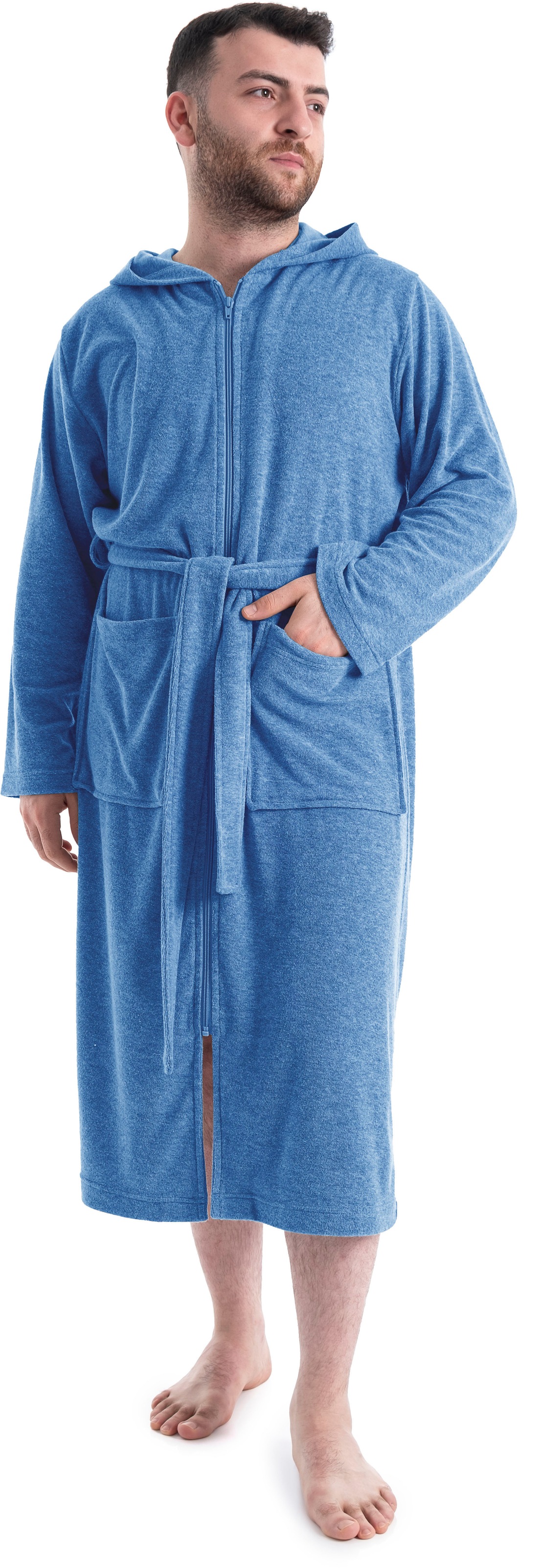 Image of GOODproduct Herrenbademantel "Nela, ideal für Sauna & Spa, Hotelbademantel, Morgenmantel" 1 Stk. einfarbig, S-4XL, mit Reissverschluss