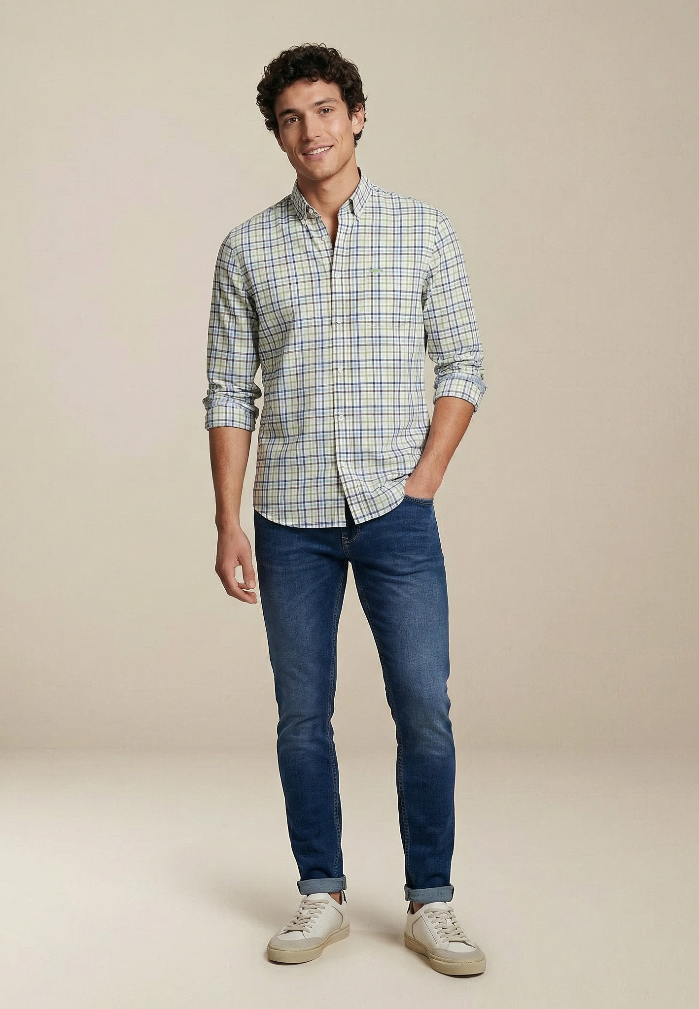 FYNCH-HATTON Chemise à carreaux »Multicolor Washed Oxford« normale Passform, aus Baumwolle, mit Karo-Muster, mit Brusttasche
