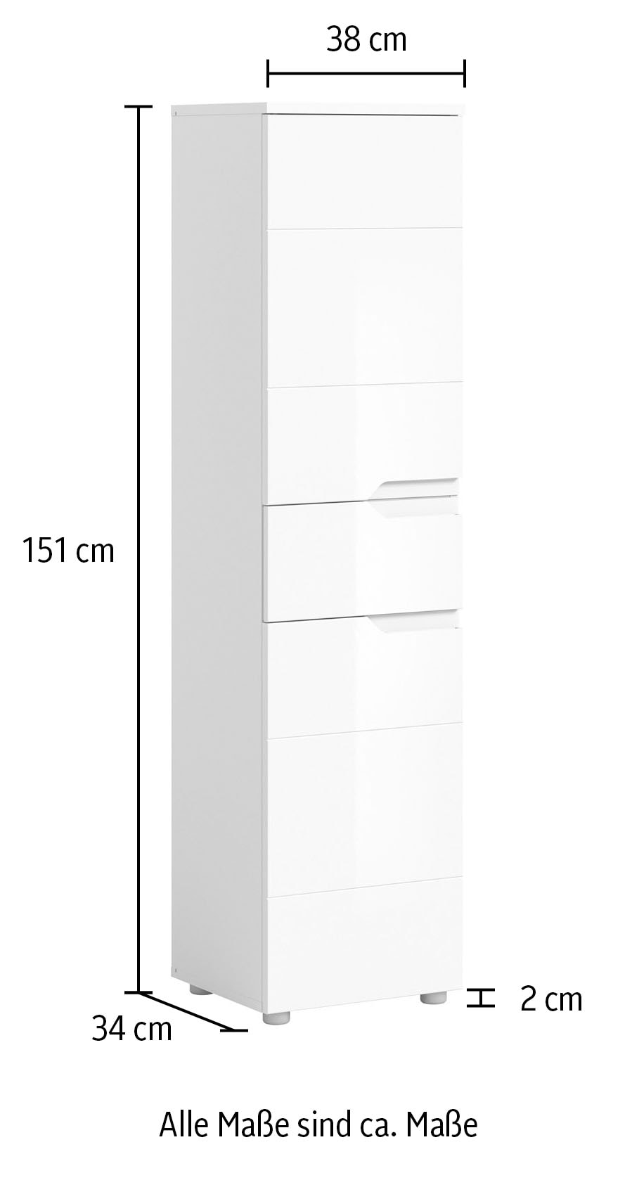 INOSIGN Armoire intermédiaire »CAPRI, Höhe 151cm, 2 Türen mit Soft-Close-Funktion, 1 Schubkasten« Mehrzweckschrank, Universalschrank, Badschrank, Badhochschrank
