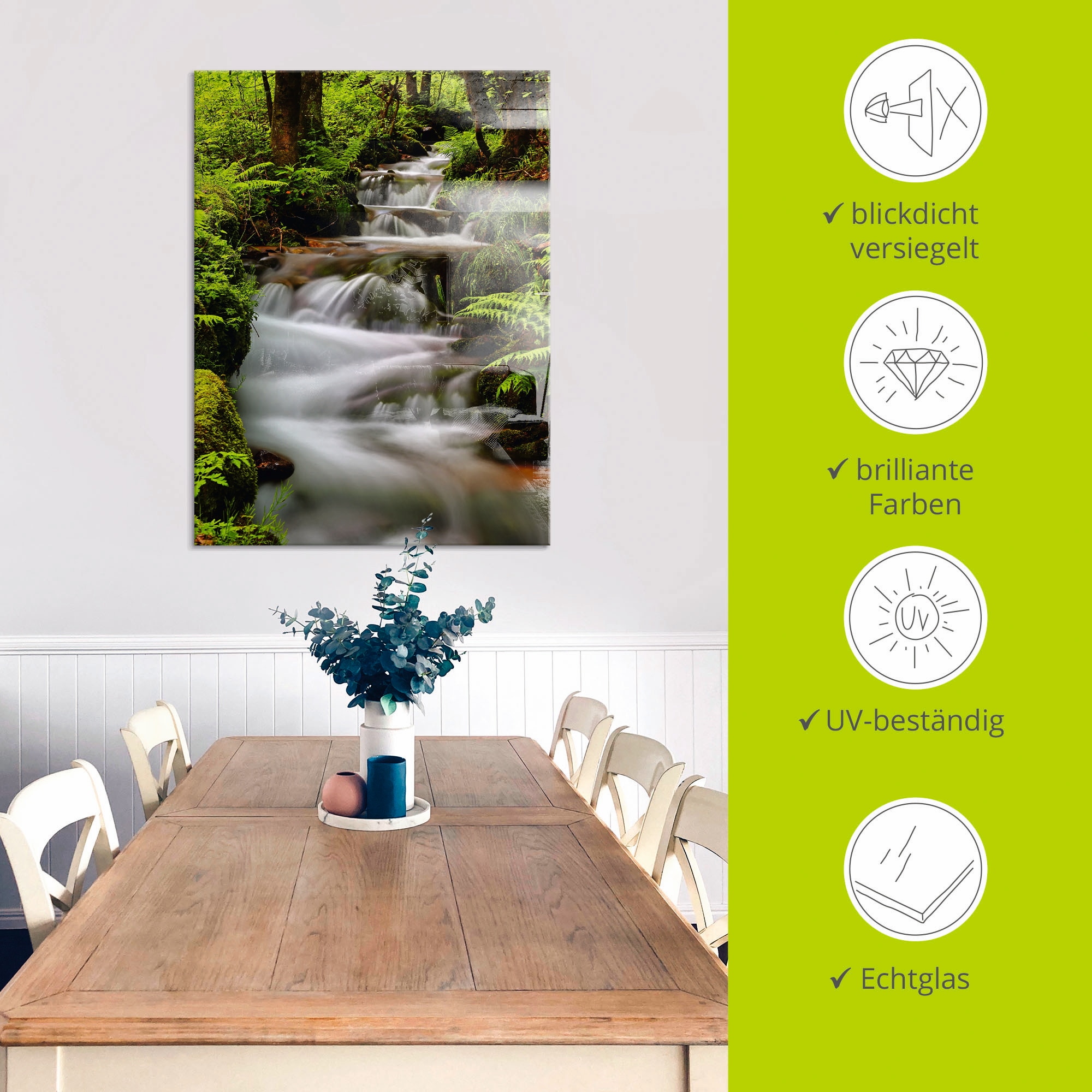 Artland Tableau en verre »Schwarzwaldbach« 1 cuis tlg. in verschiedenen Grössen