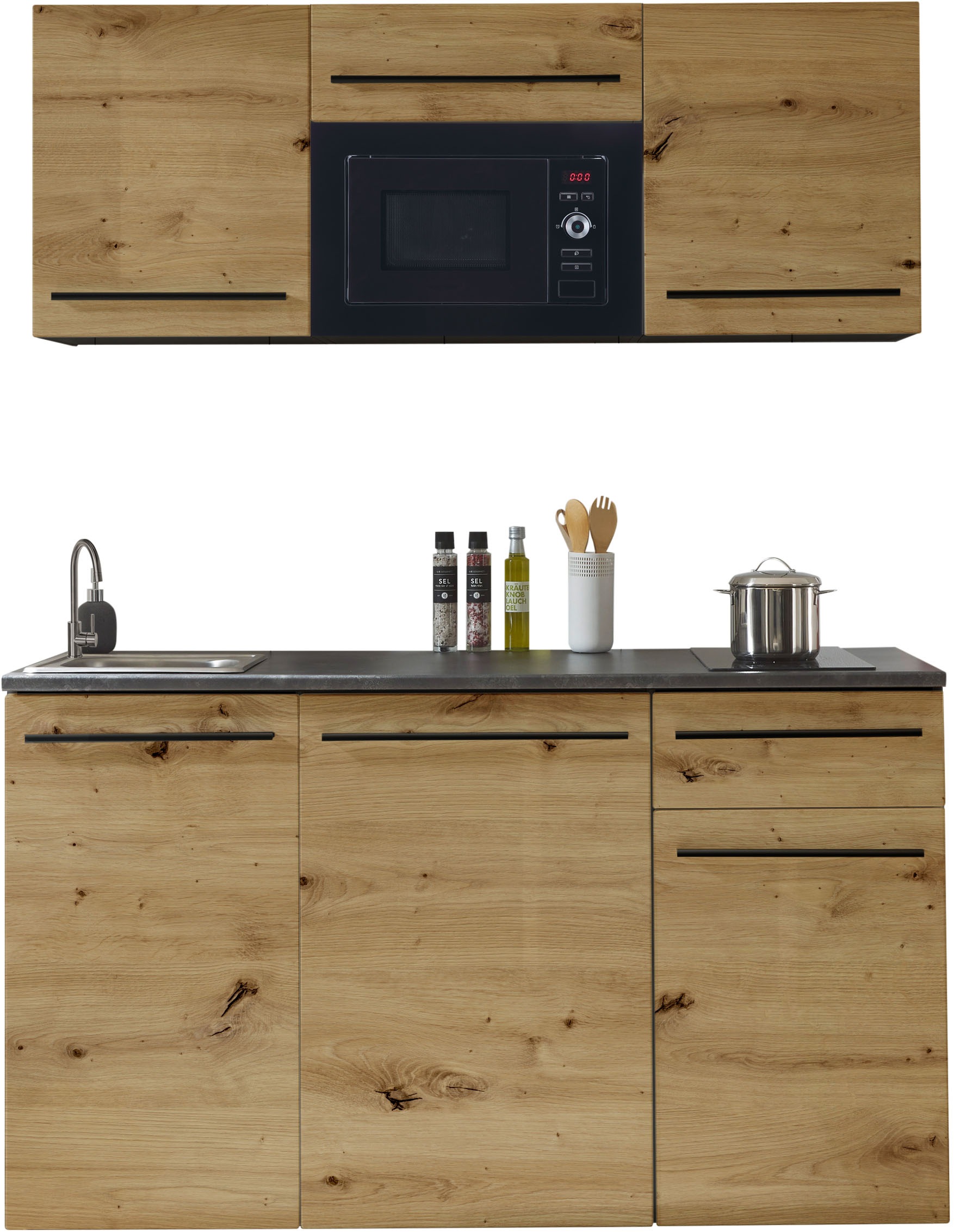 BASIC by Balculina Kitchenette »Jazz Singleküche« largeur 160 cm, avec appareils électriques et micro-ondes en option